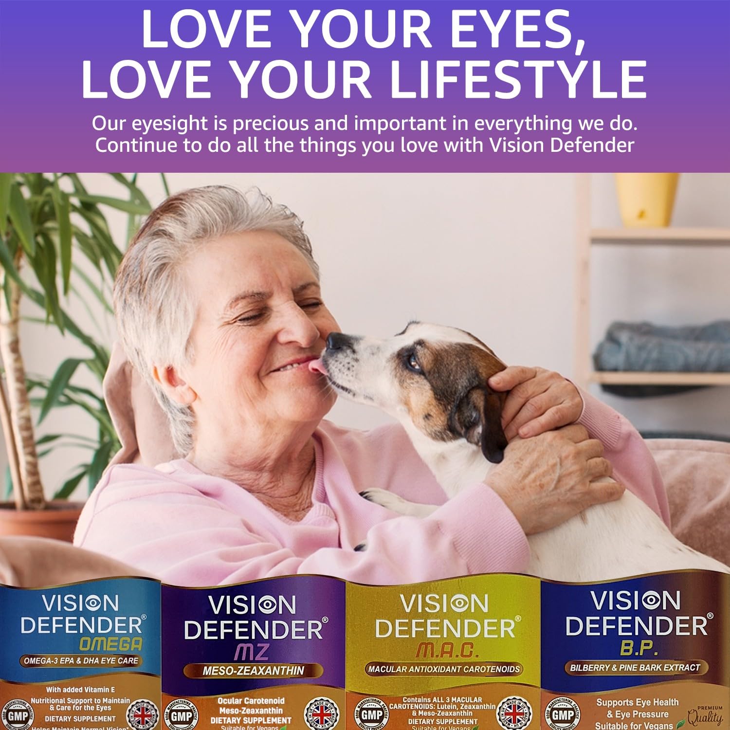 Vision Defender Meso Zeaxanthin Vegan Eye Supplement MZ- Protect and Improve Ocular Health & Eye Care, High Strength Antioxidant Carotenoid Meso-Zeaxanthin for Eyes (90 Capsules/One Daily) Made in UK