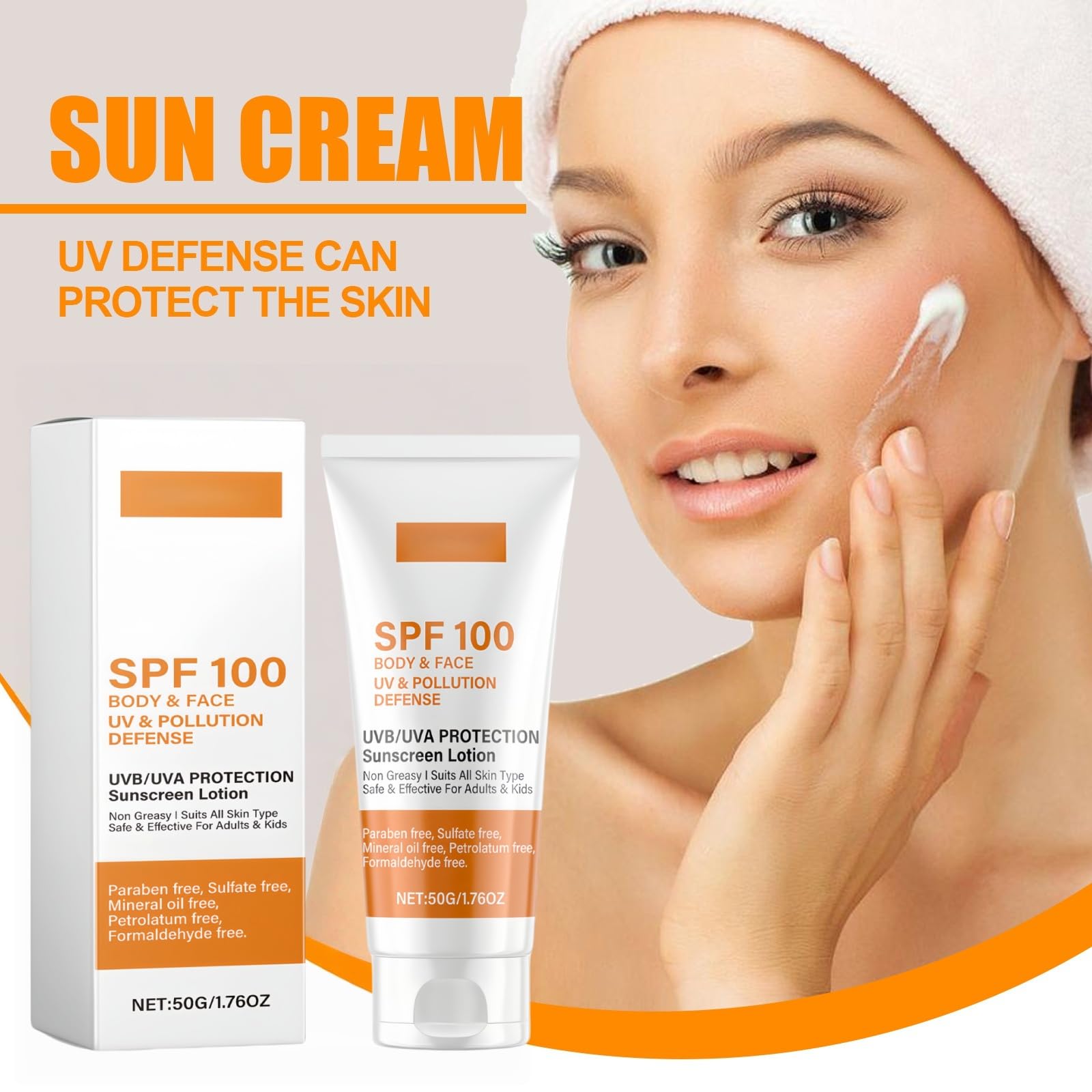 Sunscreen SPF 100, Waterproof Moisturiser with SPF 100,UVB/UVA Protection Sun Cream,Waterproof Sunscreen,Sun Cream for Face Women,Non-Greasy SPF100 Sun/screen Lotion for Daily Use,Hydrating Sun/screen