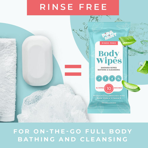 Body Wipes - (14 Pack) - 140 XL Bath Wipes for Adults No Rinse, Adult Wipe for Elderly - Body & Face Gentle Skin Cleansing, Shower Wipe Bathing for Travel, Elderly, Car, Gym, Camping (8x12 Inch)