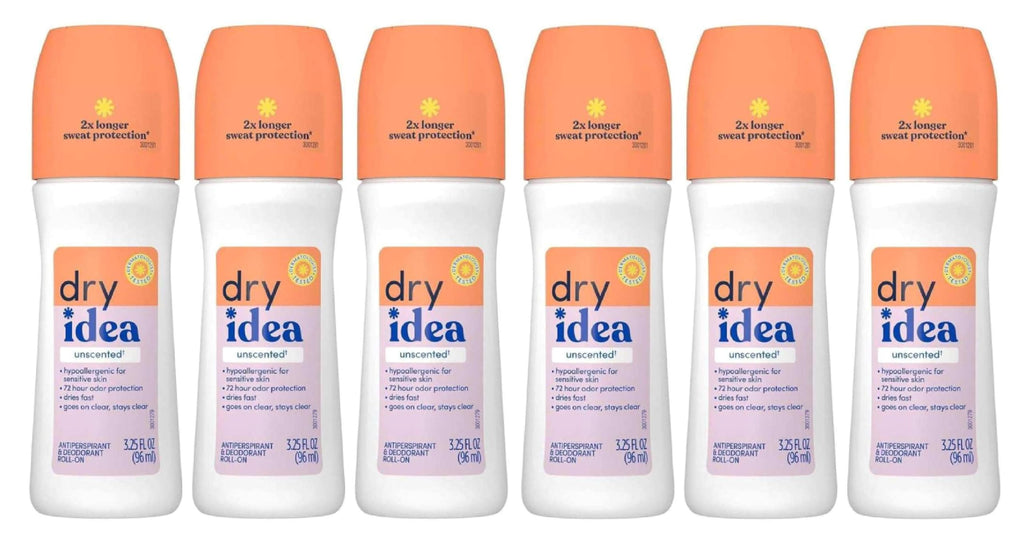Dry Idea Anti-Perspirant Deodorant Roll-On Unscented 3.25 oz (Pack of 6)