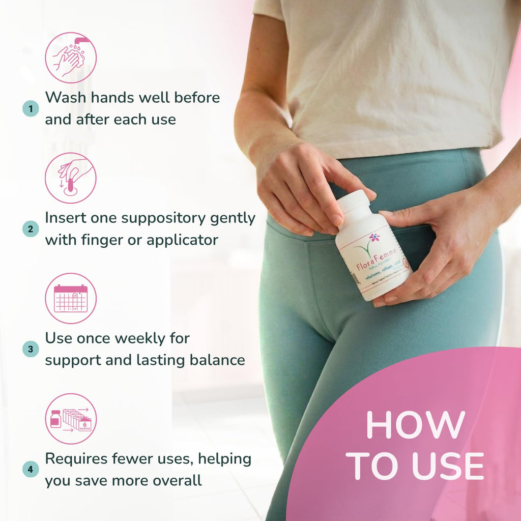 FLORAFEMME - pH Vaginal Probiotics Suppository - Supports pH Balance of Yeast & Bacteria for Feminine Freshness. Supports Restoration of Healthy Vaginal Flora & Eliminates Vaginal Odor