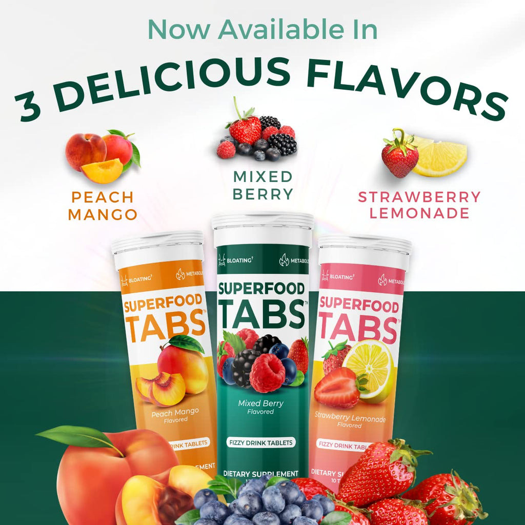 Superfood Tabs Superfoods Company Detox Cleanse Drink - Supplement for Women & Men- Support Healthy Weight- Improve Digestive Health & Bloating Relief - Mixed Berry Flavor [30 Tablets]