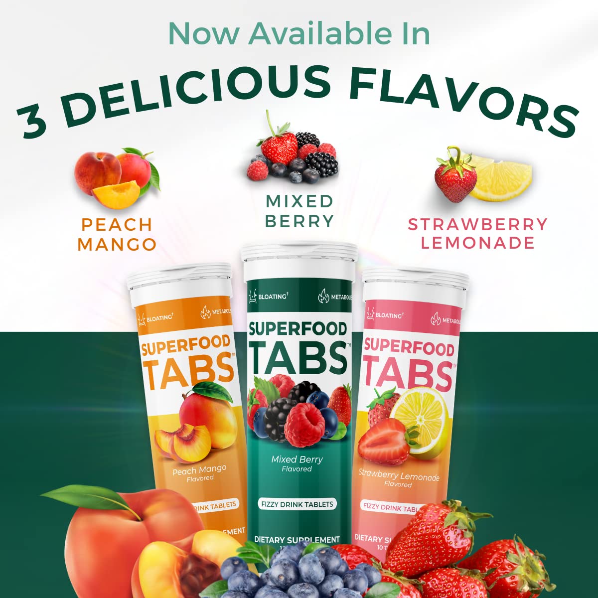 Superfood Tabs Superfoods Company Detox Cleanse Drink - Supplement for Women & Men- Support Healthy Weight- Improve Digestive Health & Bloating Relief - Mixed Berry Flavor [30 Tablets]