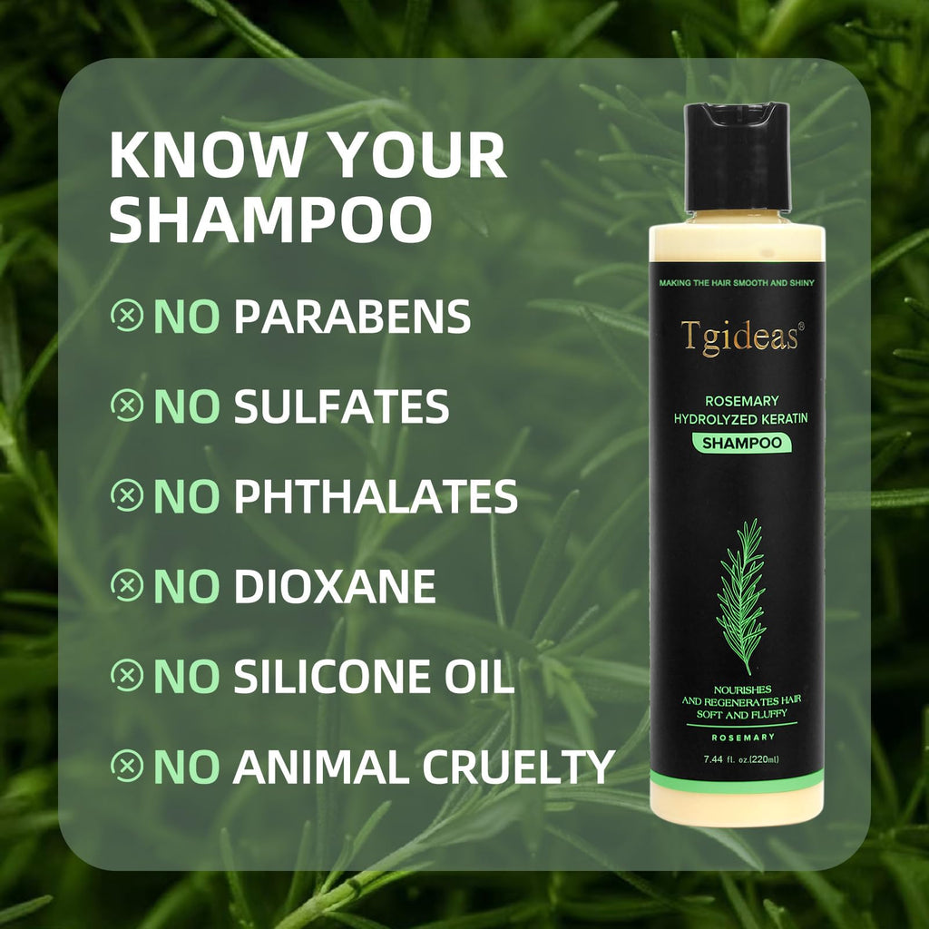 Rosemary Hair Growth Shampoo for Women and Men-Natural Thickening & Strengthening Shampoo with Hydrolyzed Keratin for Thinning Hair & Hair Loss 7.4 fl.oz - 2 Packs