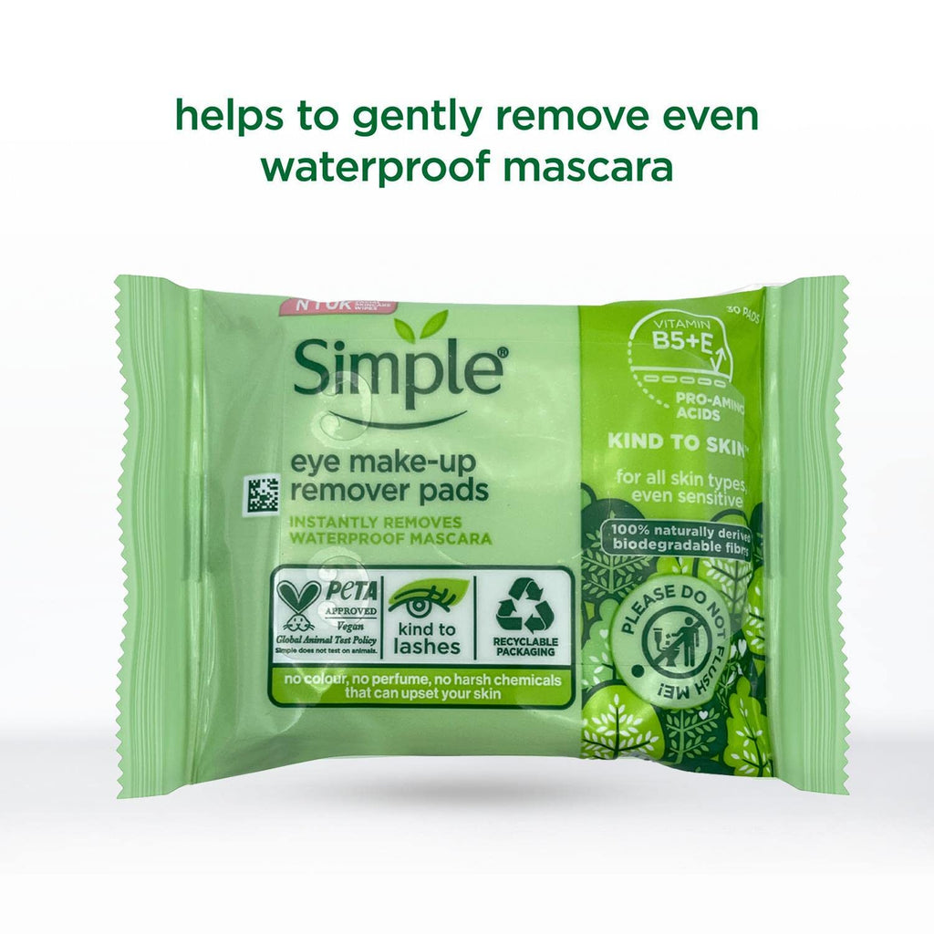 Simple 2 Packs =60 Pads Of Kind To Eyes Eye Make-Up Remover Pads