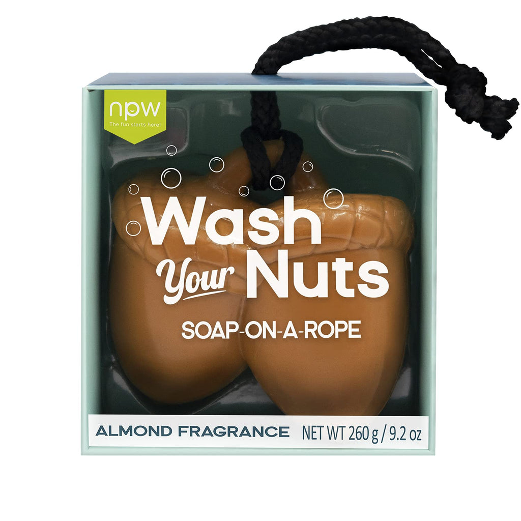 NPW-USA Hello Handsome Wash Your Nuts Soap-On-A-Rope, Nutty Almond