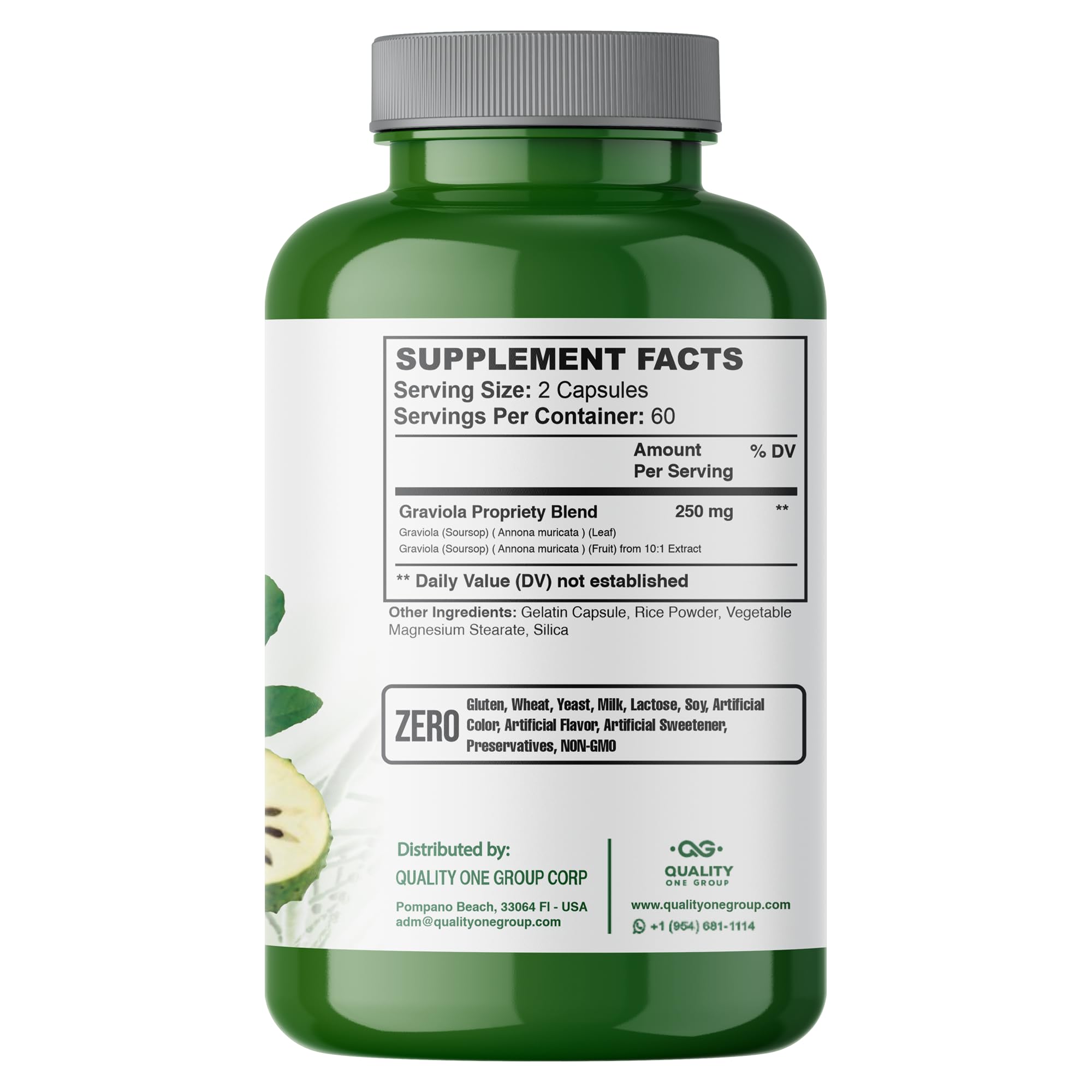 QUALITY ONE GRAVIOLA MAX - Pure Graviola Extract Supplement - Soursop (Annona muricata) -Immune System Booster & Antioxidants in Each Capsule of Pure Graviola (3 Units)