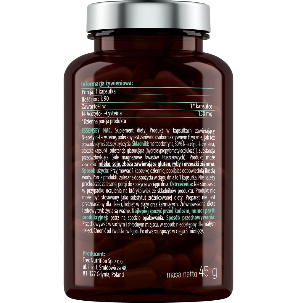 Essensey NAC N-Acetylo - Amino Acid L-Cysteine 150mg Capsules - Premium Liver Health Support with Glutathione Precursor - Natural Detox Formula - 90 Vegetarian Capsules