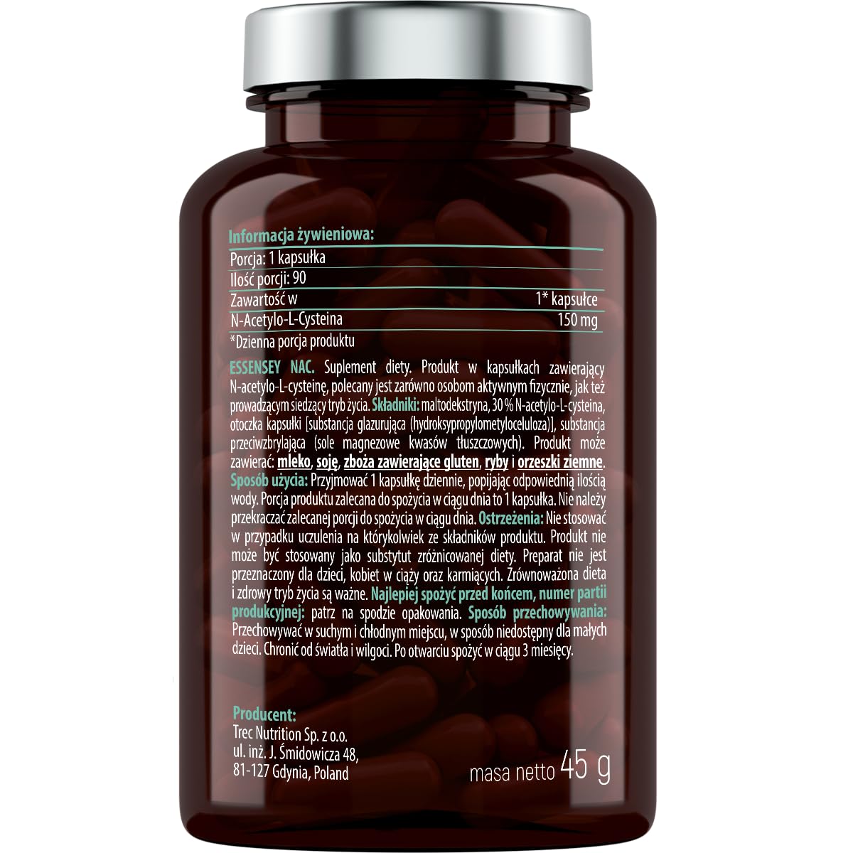 Essensey NAC N-Acetylo - Amino Acid L-Cysteine 150mg Capsules - Premium Liver Health Support with Glutathione Precursor - Natural Detox Formula - 90 Vegetarian Capsules