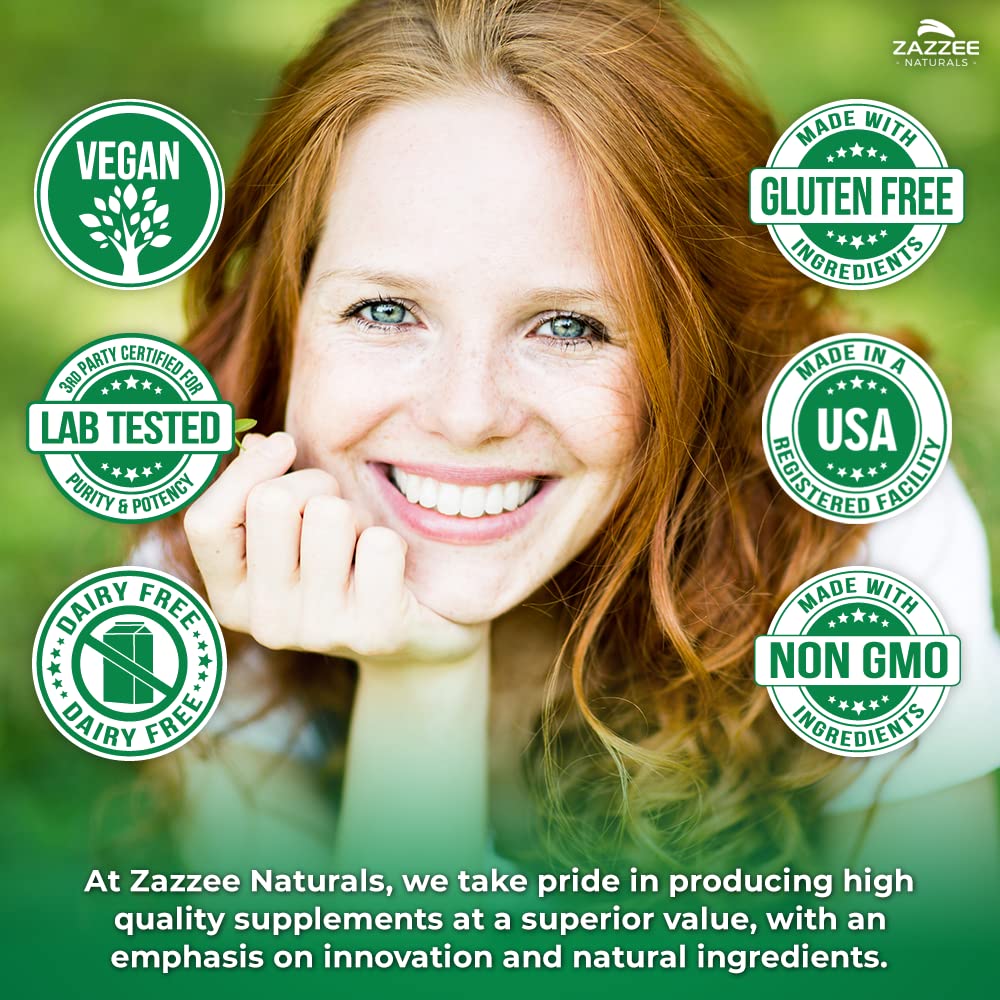Zazzee USDA Organic Lion's Mane 20:1 Extract, 1000 mg Per Serving, 30% Beta Glucans, 120 Vegan Capsules, Nootropic for Brain Health, Focus, Memory & Immune Support, All-Natural, Non-GMO, Made in USA