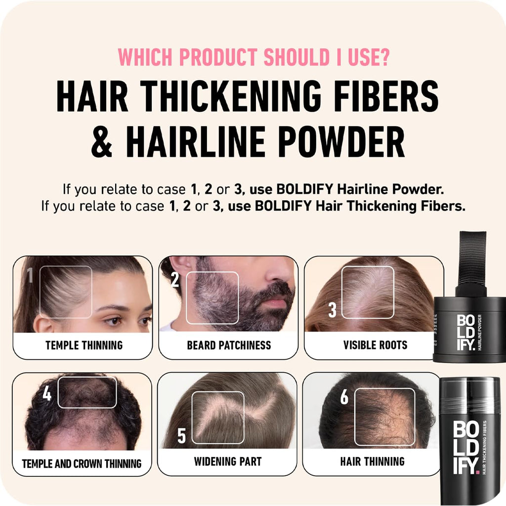 BOLDIFY Hair Fibers (56.5g) - Fill In Thinning and Fine Hair for an Instantly Fuller, Thicker Look - 14 Shades for Women & Men - Light Brown