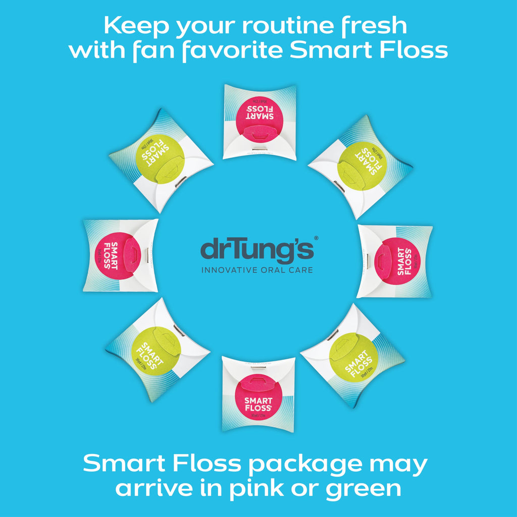 DrTung's Smart Floss - Natural Floss, PTFE & PFAS Free Floss, Gentle on Gums, Expands & Stretches, BPA Free Floss - Natural Dental Floss Cardamom Flavor (Pack of 12)