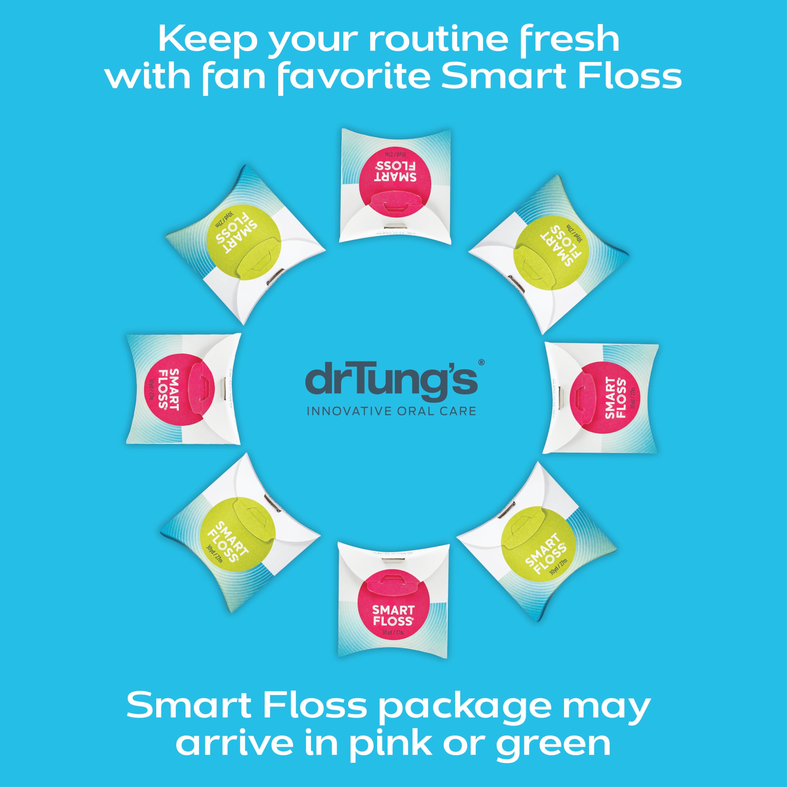 DrTung's Smart Floss - Natural Floss, PTFE & PFAS Free Floss, Gentle on Gums, Expands & Stretches, BPA Free Floss - Natural Dental Floss Cardamom Flavor (Pack of 12)