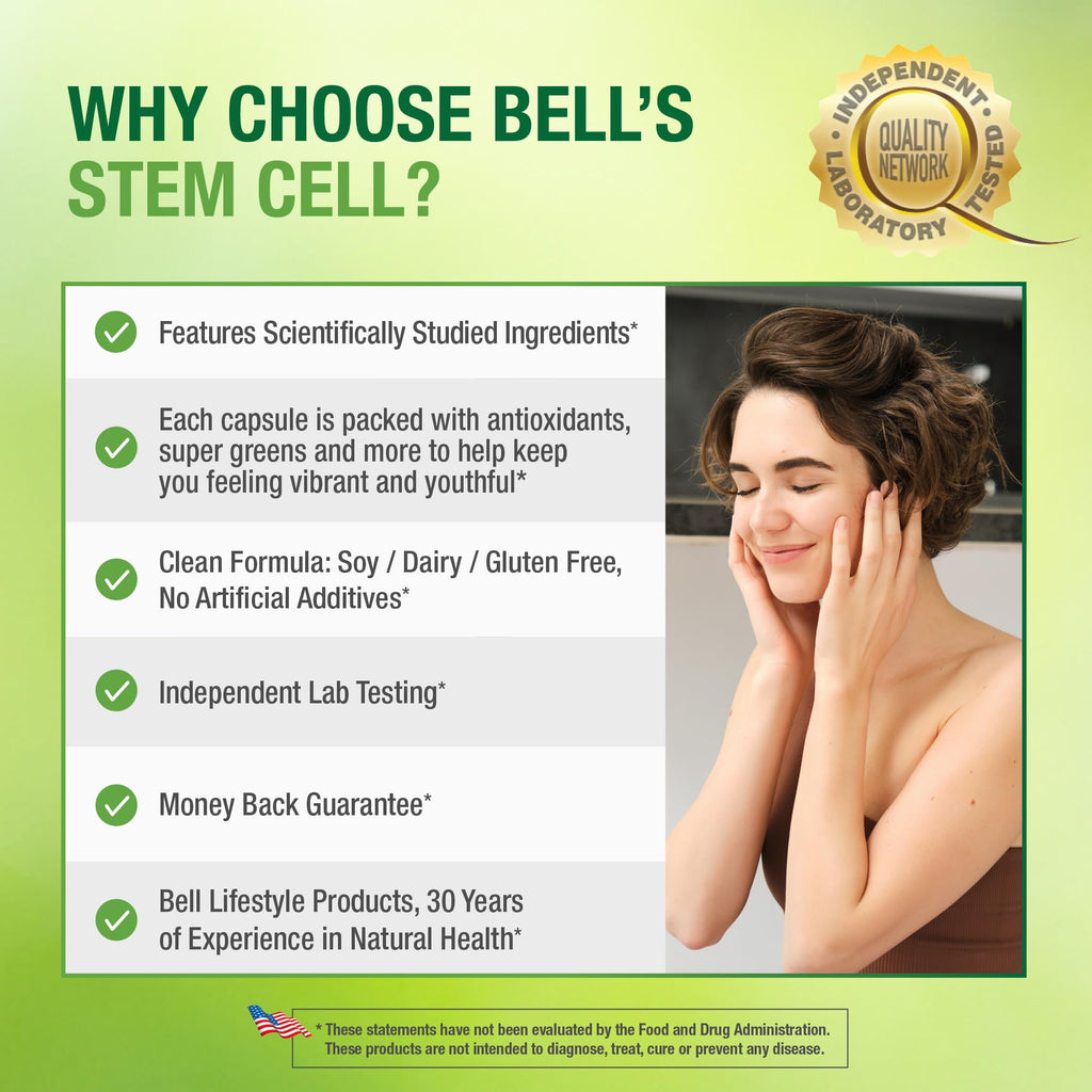 Bell Stem Cell Supplements - Supports Your Body's Natural Ability to Replace Worn Out Cells and Rejuvenate Tissue | Celulas Madres, Pack of 2 | 60 Capsules Each