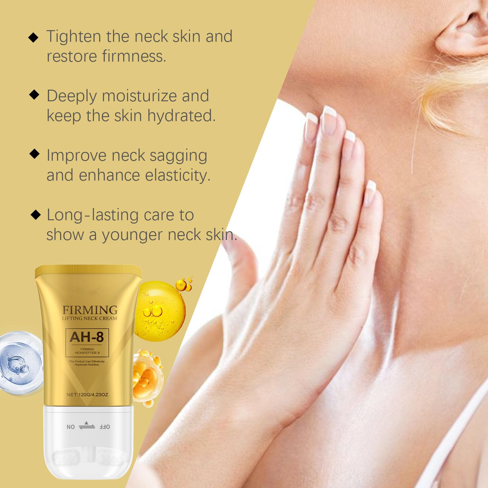 neck & eye Care Tightening & Revitalizing Set, AH-8 Firming Neck Cream + Electric Massage Eye Cream