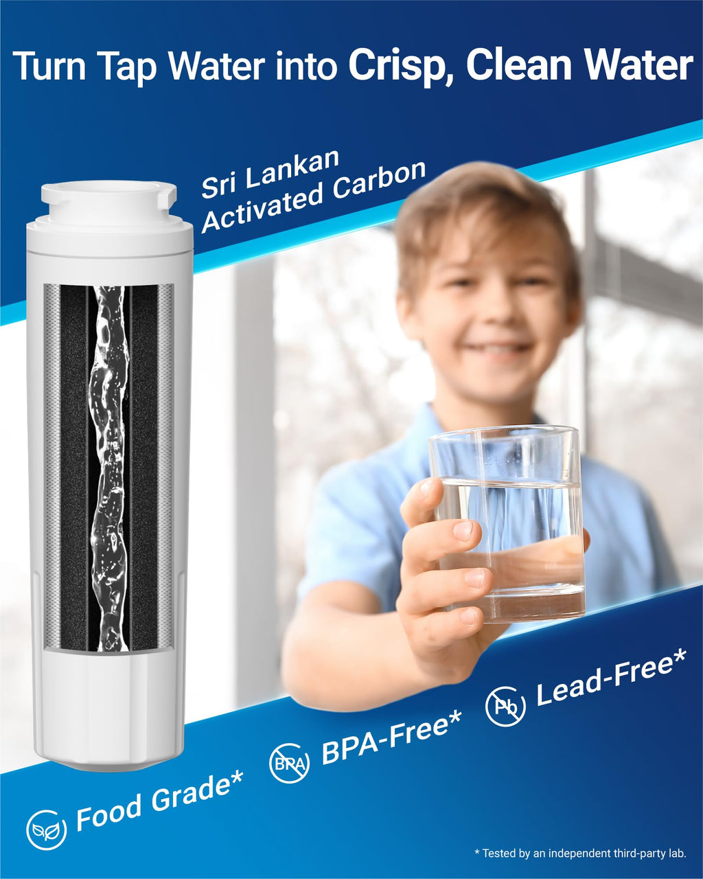 AQUA CREST UKF8001 Refrigerator Water Filter, Compatible with UKF8001P, UKF8001AXX-750, UKF8001AXX, EDR4RXD1, 4396395, Filter 4, Msd2651heb (Pack of 3)