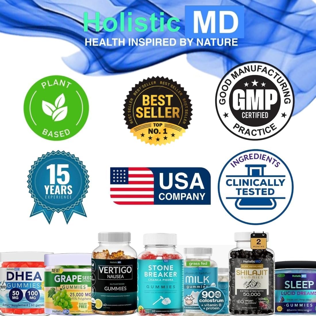 Holistic MD Grape Seed Extract Gummies | Grape Seed Oil 25,000 mg 50x Original | >95% Polyphenols | #1 Grape Seed Gummies in USA | Sugar Free Vegan | Grape Flavor 60 ct