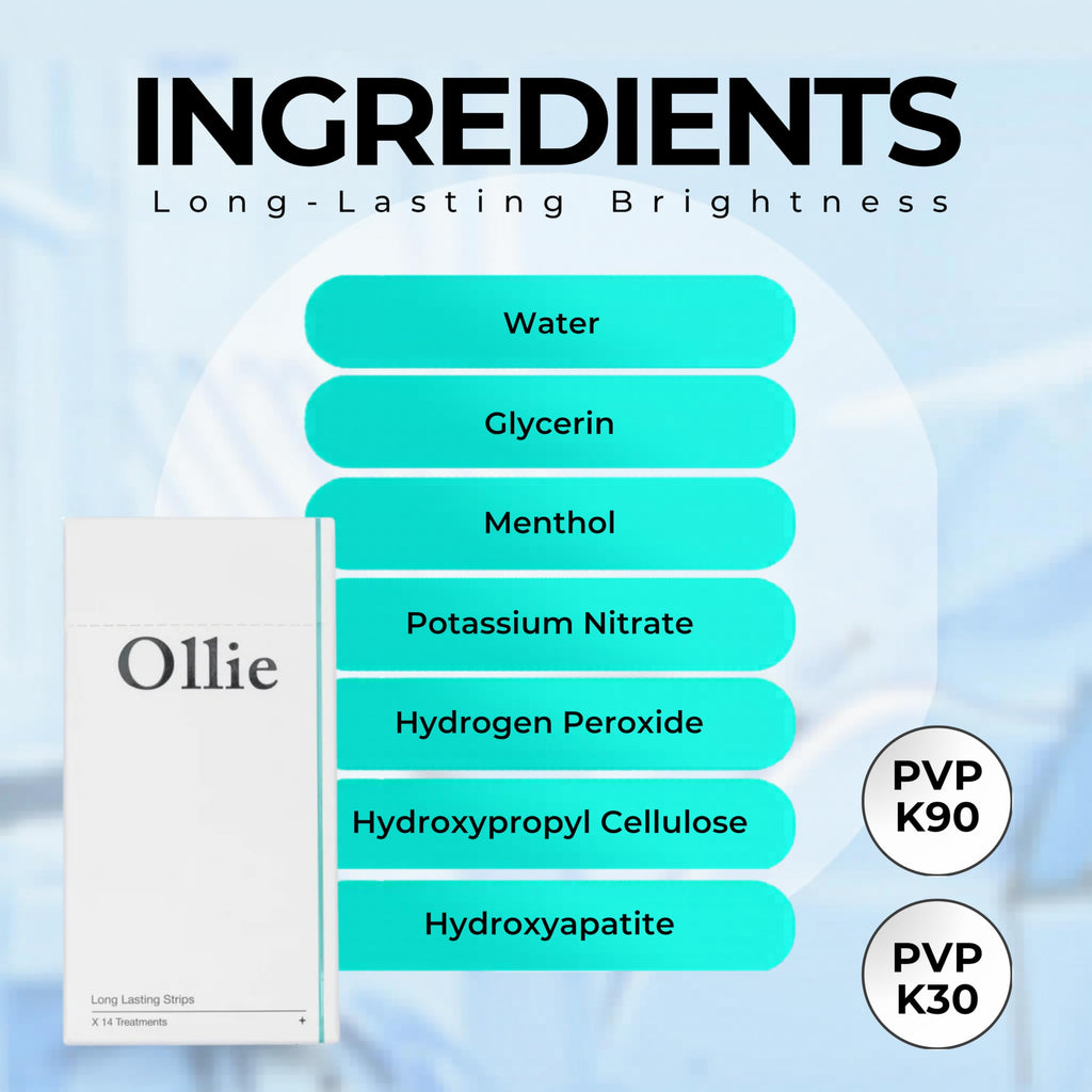 Ollie Teeth Whintening Strips, 28 PCs, 14 Treatments, Includes Shade Guide to Track Progress, Super Sticky Non - Sensitive White Strips for Teeth Whitening