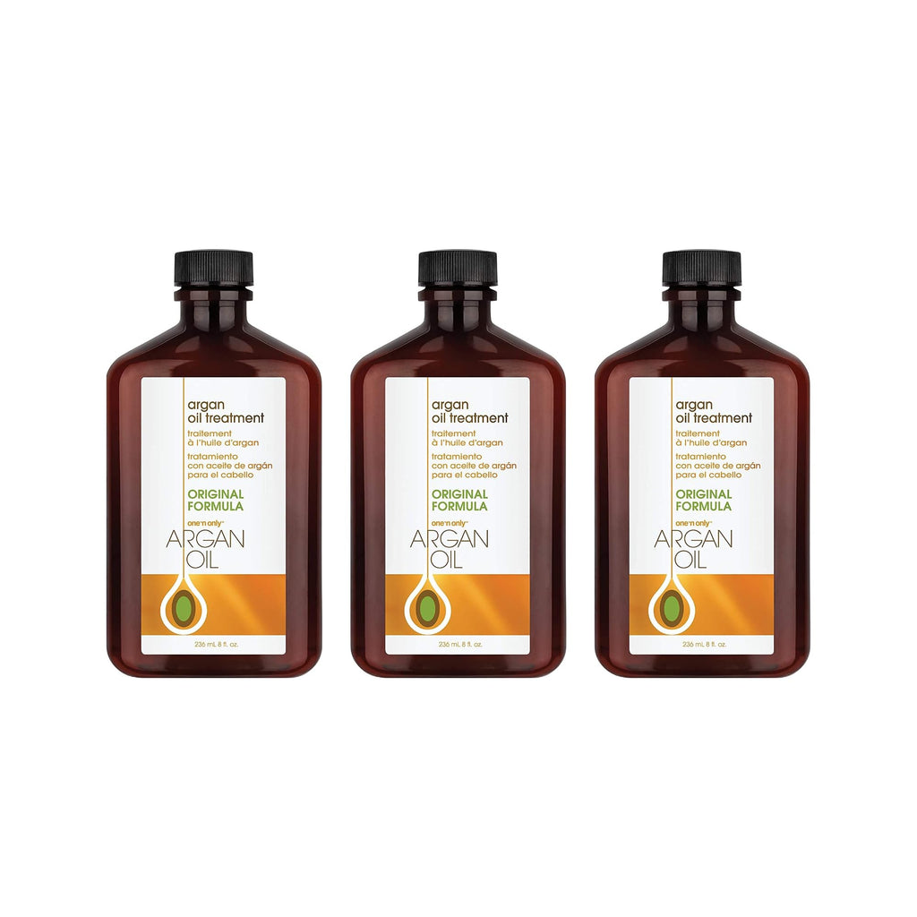 One n Only Argan Oil Hair Treatment - Lightweight & Hydrating Hair Oil for Natural, Wigs & Extensions - Shine Enhancing, Heat Protectant & Frizz Control (8 oz, 3pk)