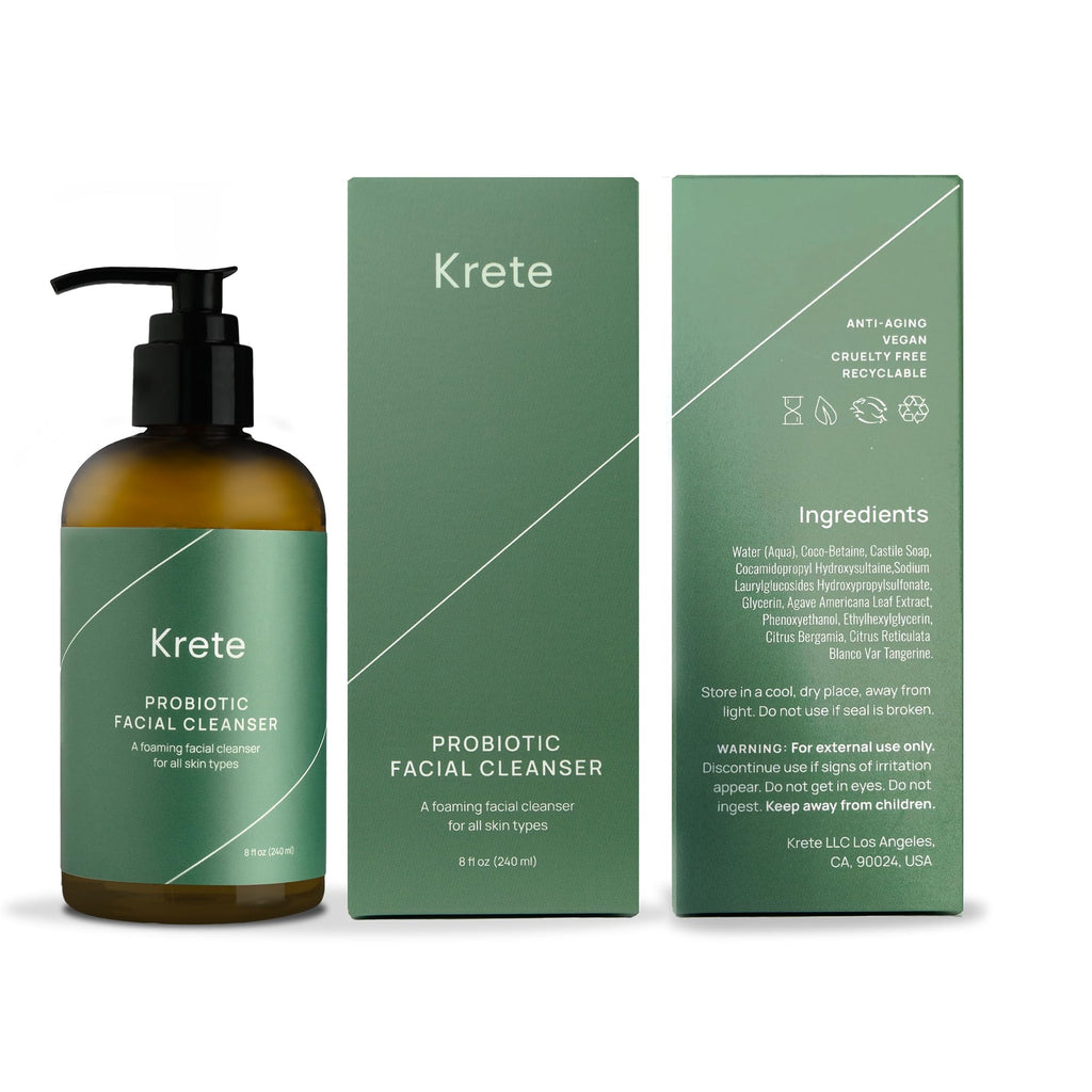 krete One-Two Punch with Probiotic Facial Cleanser & Facial Serum for Men – Moisturize, Hydrate, and Protect Your Skin in 30 Seconds