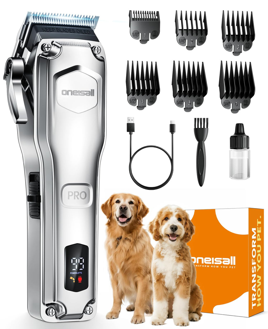 oneisall PC18 Dog Clippers for Grooming for Thick Coat