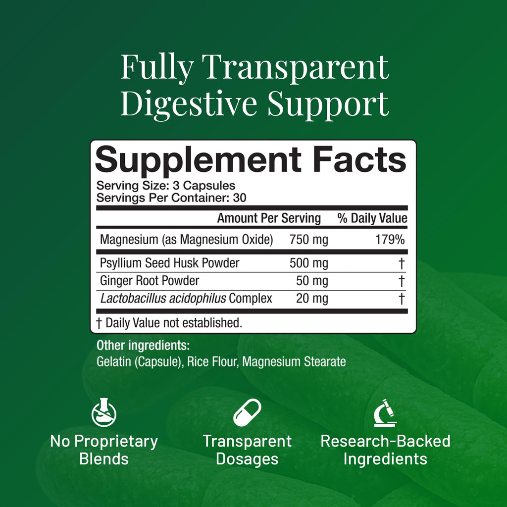 Colopril Colon Cleanse Dietary Supplement - Supports Cleansing of Bowels & Digestive Tract - Eases Constipation - Ginger Root, Lactobacillus, Psyllium Husk & Magnesium Oxide - 90 Capsules (Pack of 1)