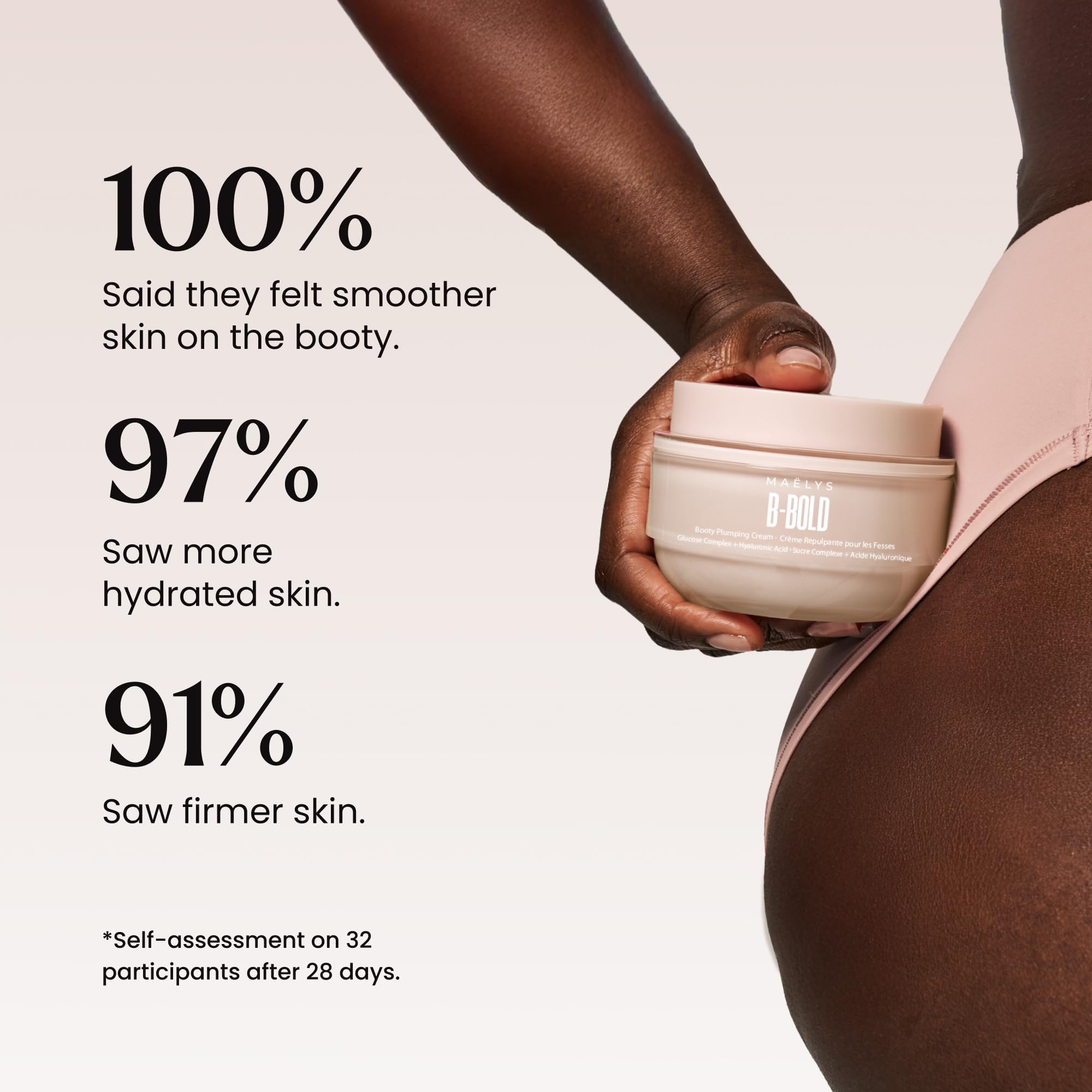 MAËLYS B-BOLD Booty Enhancing Mask - Plumping & Firming Body Cream for Booty Area - Skin Tightening With Hydrating Hyaluronic Acid & Grape Seed Oil (3.38 Fl Oz)