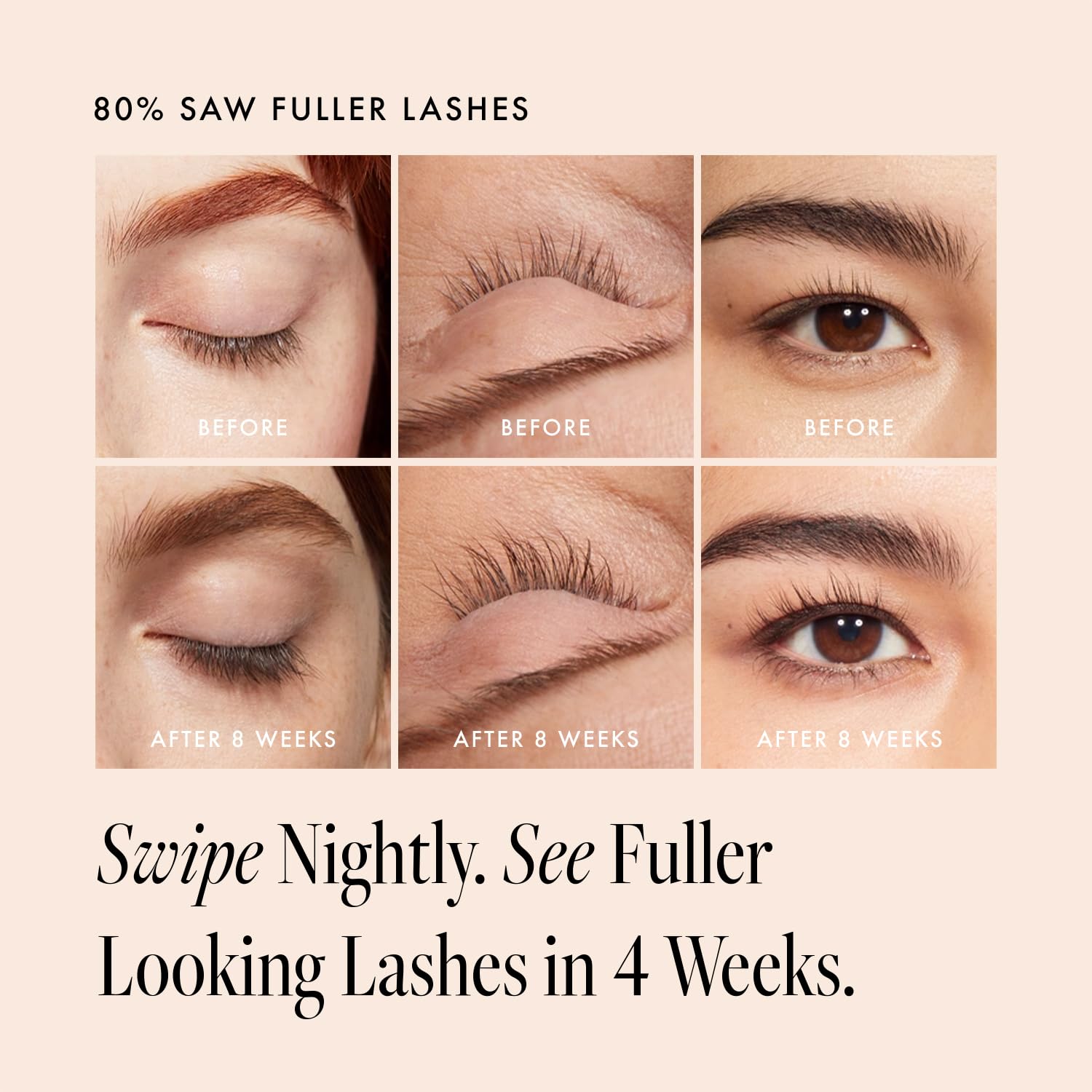 Borboleta Lash Serum, Eyelash Serum for Longer, Thicker, and Fuller Looking Natural Eyelashes, (Full Size, 3 Month Supply)