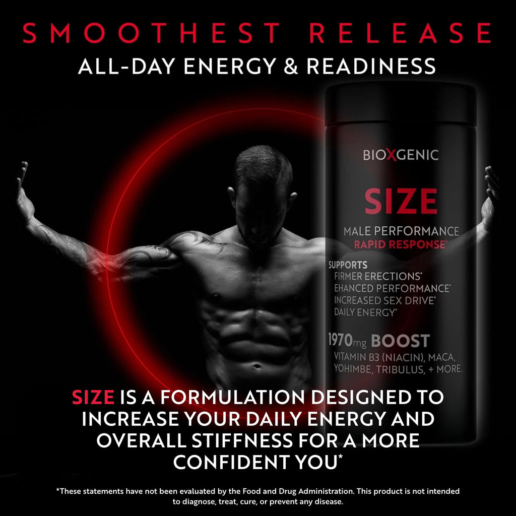 BioXgenic Size Male Performance Formula & Pre-Workout - 60 Capsules