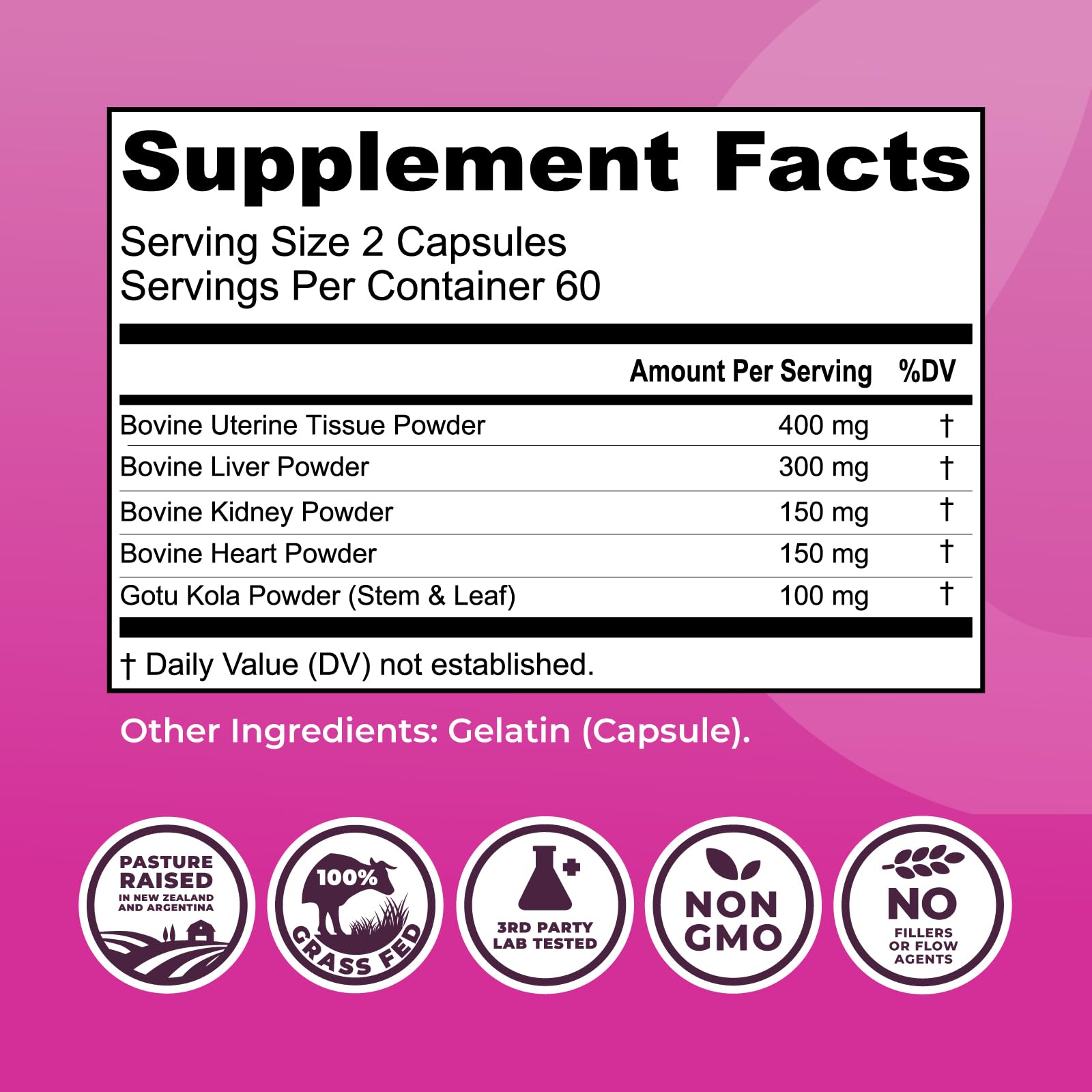 Beef Organ Supplement for Women - Beef Liver, Kidney, Heart and Uterus Tissue, Supports Women's Overall Energy and Health - Pasture Raised in New Zealand - No Fillers or Flow Agents - 120 Capsules