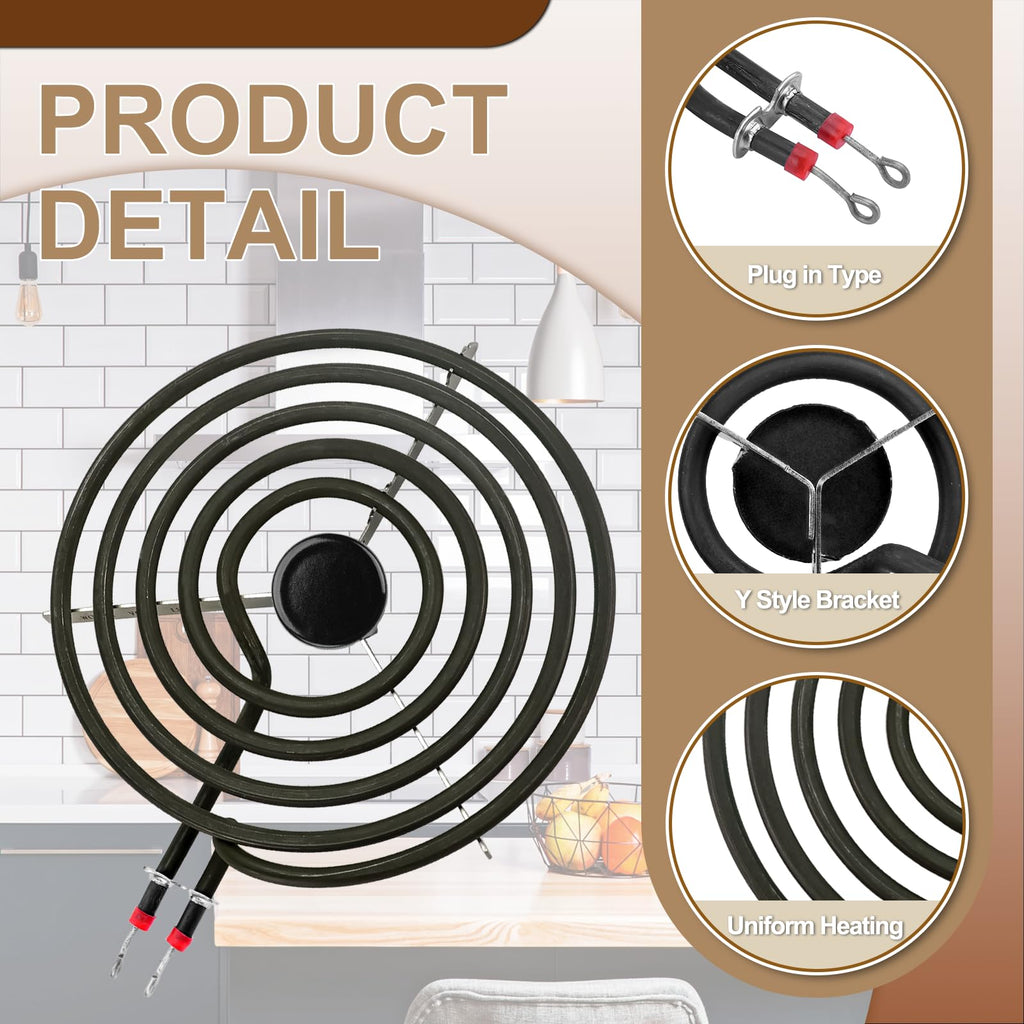 W10196405(8”) W10196406(6”) Electric Stove Burner Drip Pans & MP22YA Electric Range Burner Element Unit Set by Cenipar-Compatible with Whirl-pool Ken-more Ama-na Range Oven/Stove