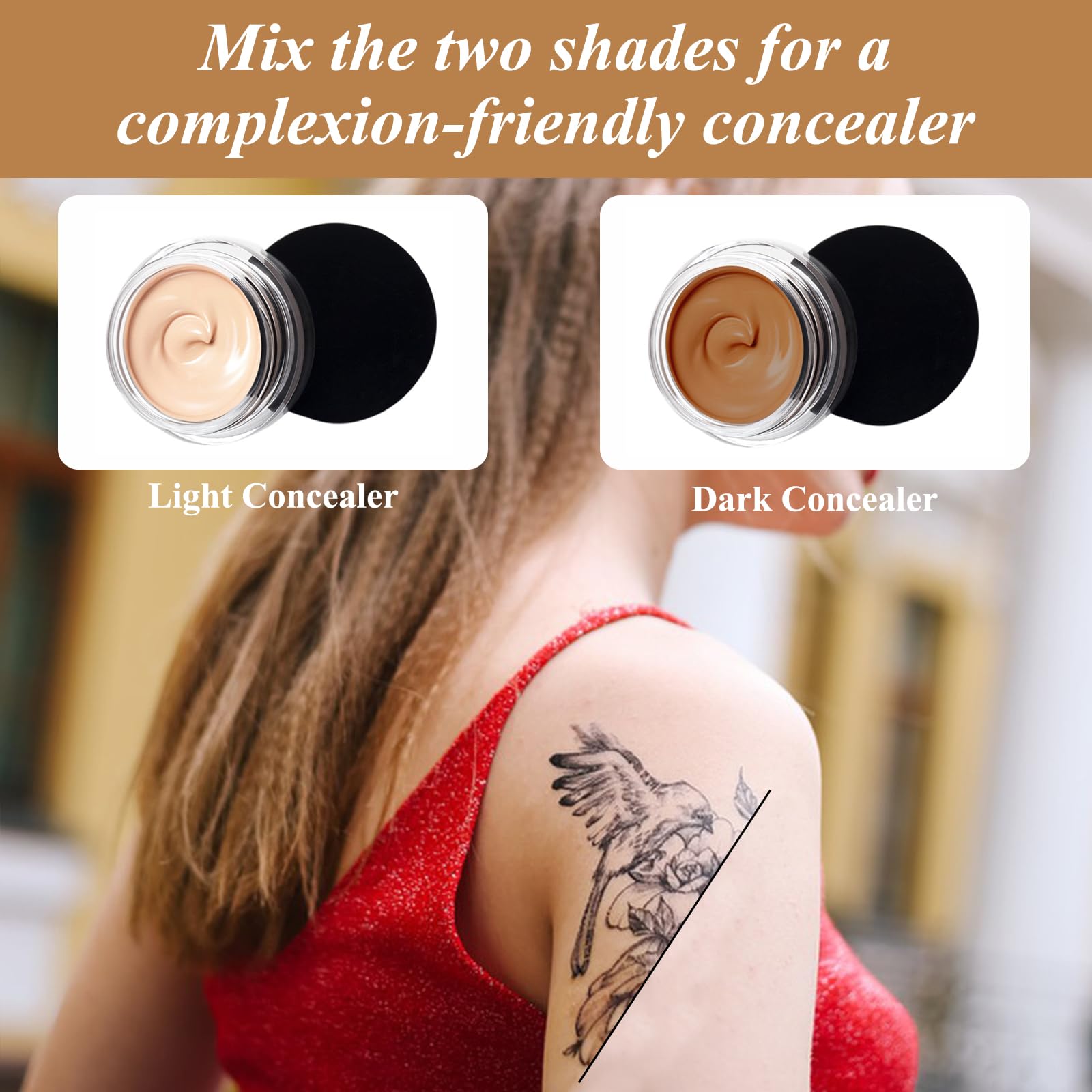 Tattoo Cover up Makeup Waterproof & Sweatproof Tattoo Concealer Full Coverage Body Concealer Hidden Spot Birthmarks Scars for Men and Women
