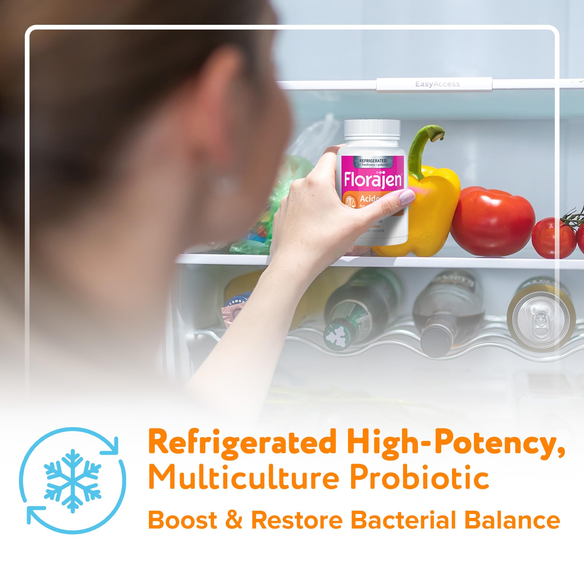 Florajen Acidophilus High Potency Refrigerated Supports Overall Health, 20 Billion CFUs for Potent Probiotic Benefits, Unflavored, 60 Count