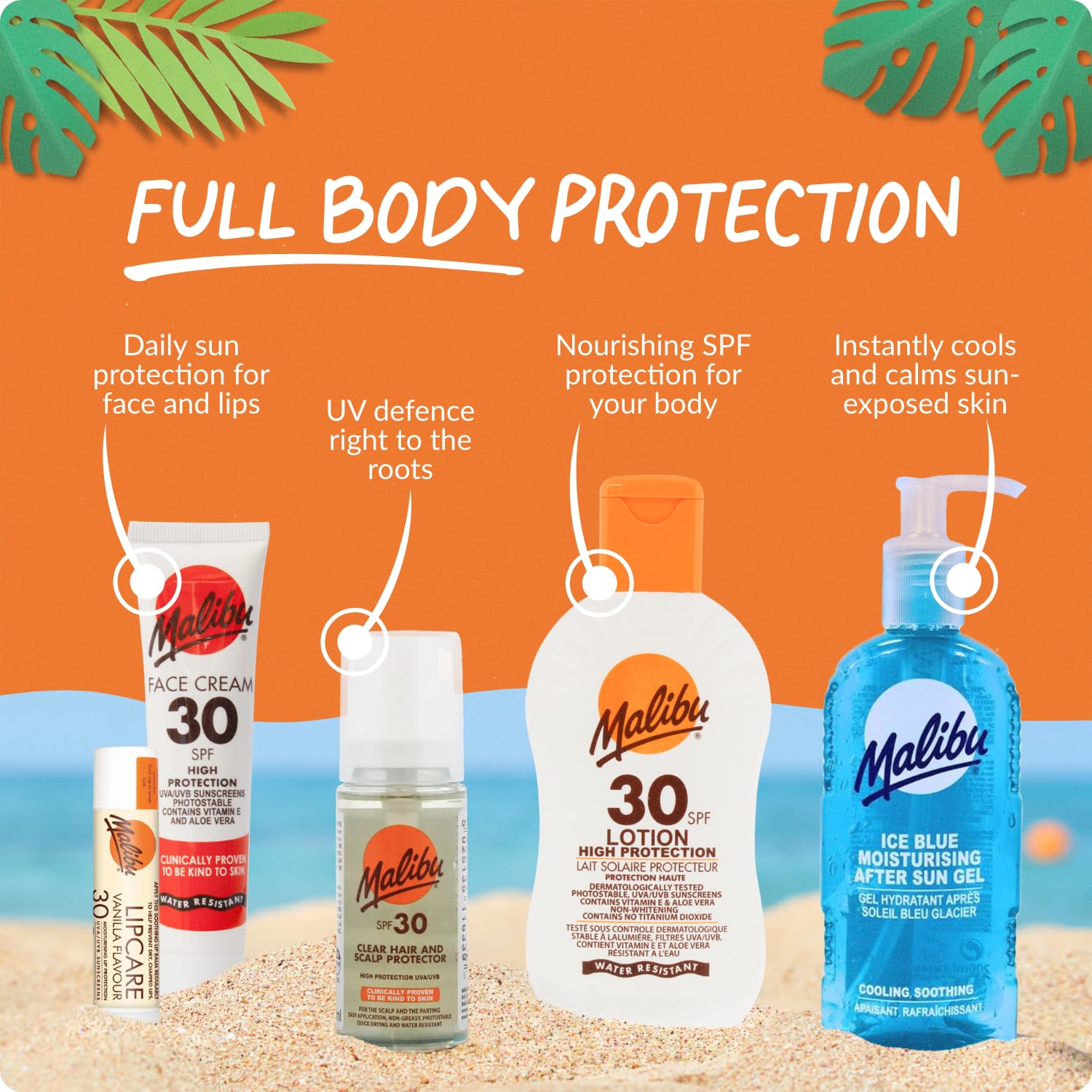 Malibu Sun Clear Hair and Scalp Protector Spray, SPF 30, Non-Greasy, Quick Drying, 50ml