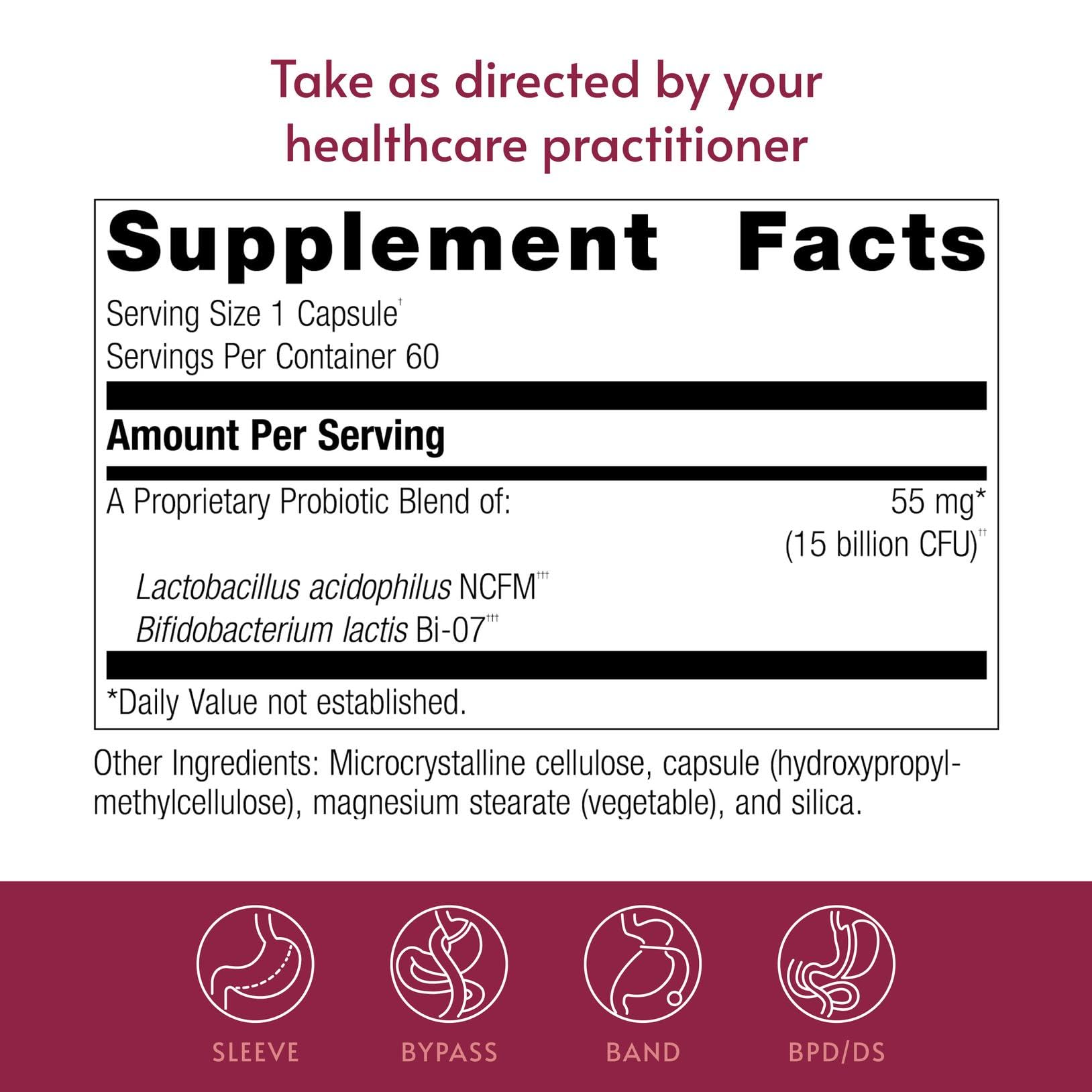 Bariatric Advantage FloraVantage Balance Capsules - Probiotic Supplement for Bariatric Surgery Patients - Healthy Immune Support* with Proprietary Strain Blend - 60 Count