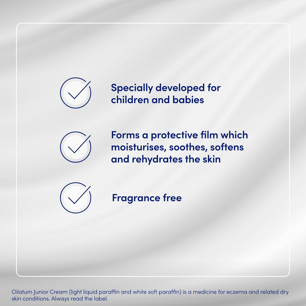 Oilatum Junior Cream, Eczema and Dry Skin Emollient for Kids, Soothing and Hydrating Moisturizer for Sensitive, Itchy Skin, Dermatologist Recommended Relief for Irritated Skin, 1 x 150g