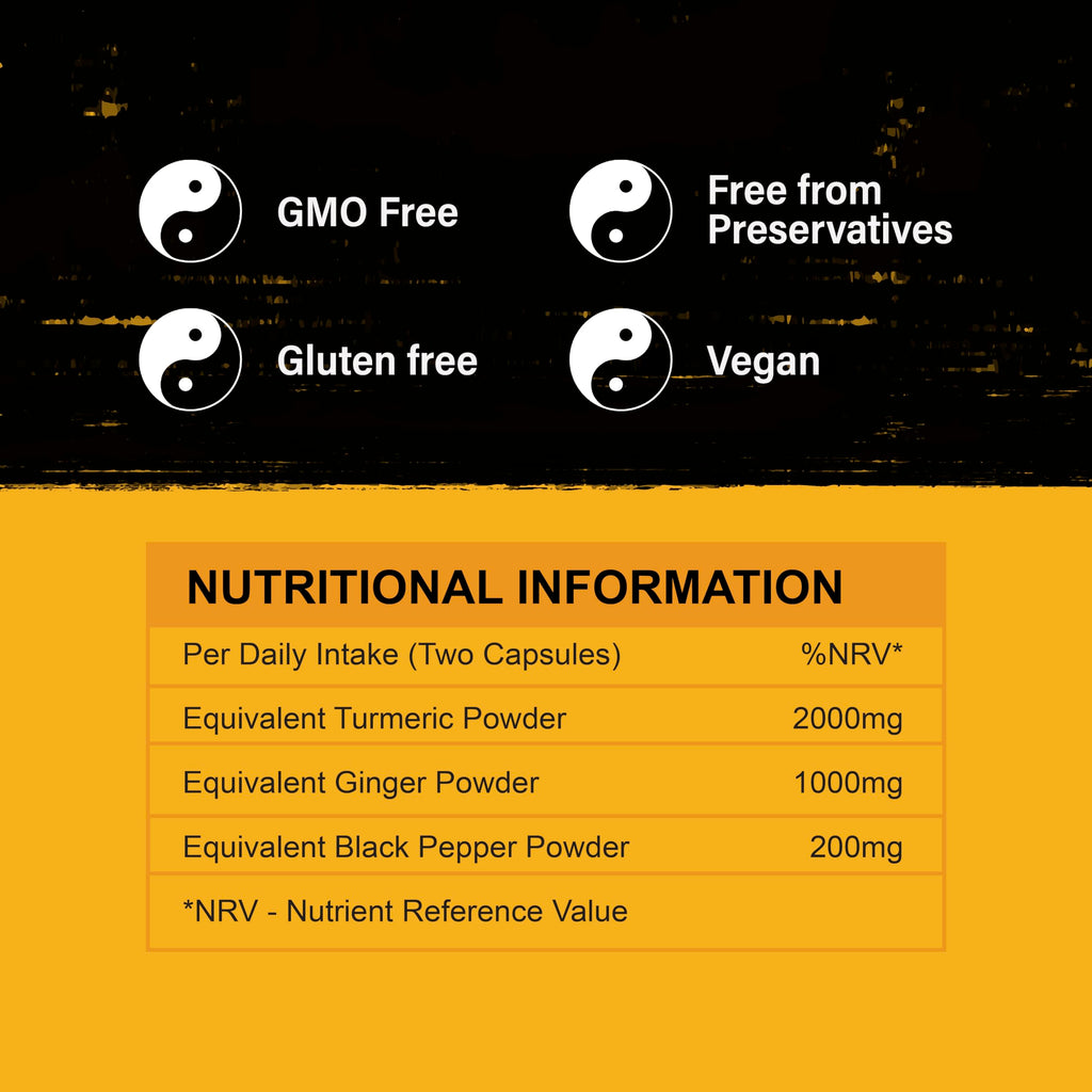 Turmeric Capsules 2000mg | Ginger & Black Pepper | Joint Support