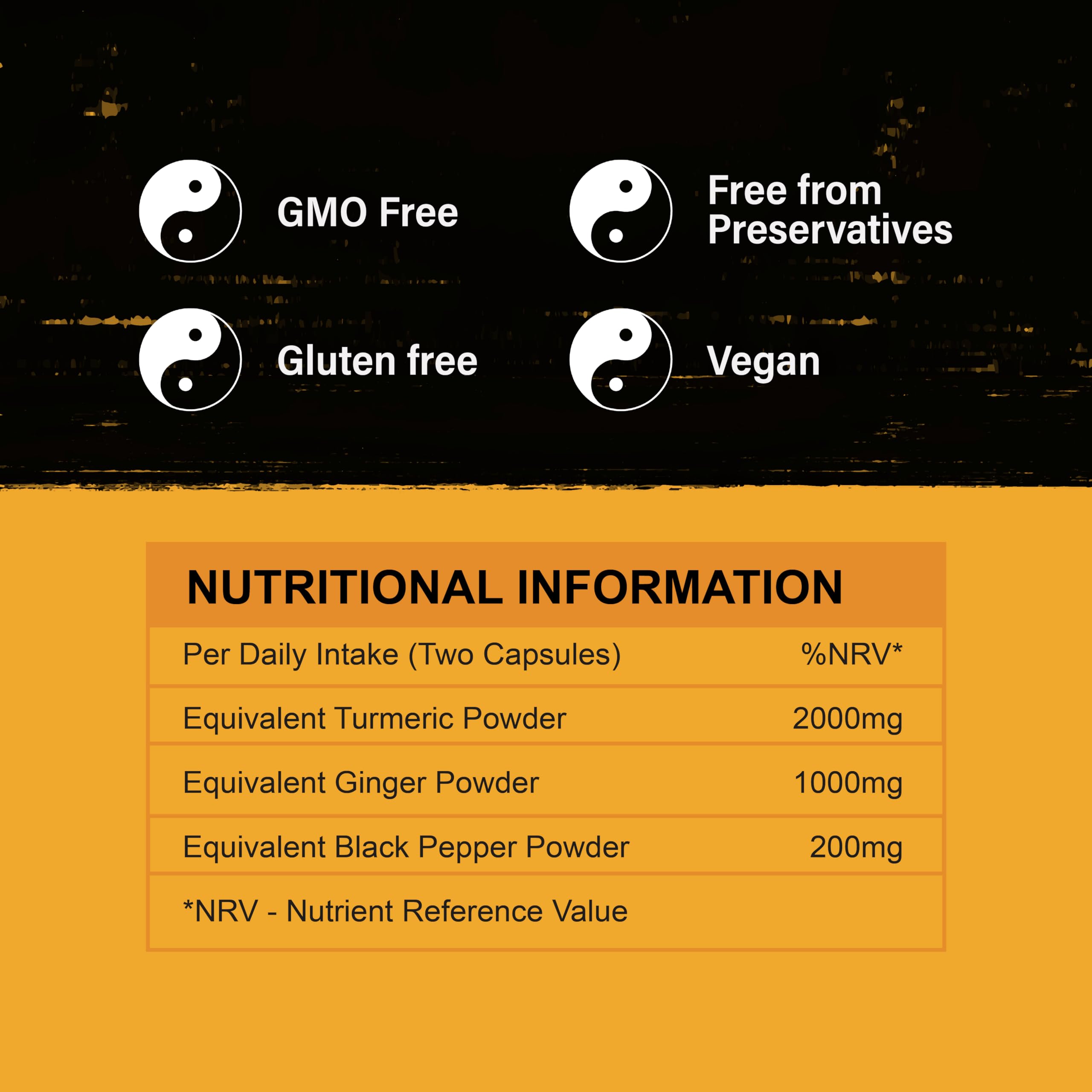 Turmeric Capsules 2000mg | Ginger & Black Pepper | Joint Support