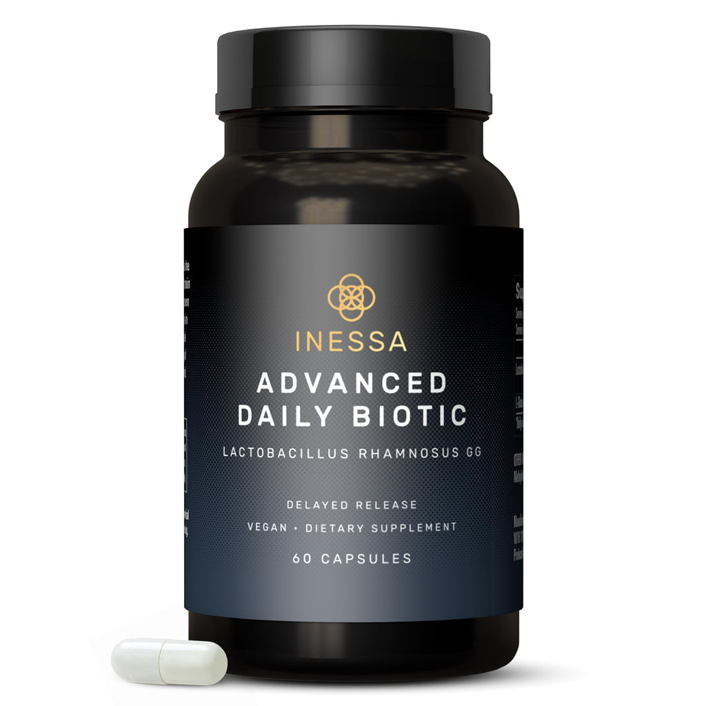 Inessa Daily Biotic - Probiotics for Women Digestive Health with Delayed Release Technology - Advanced Probiotic with 10 Billion CFU - Lactobacillus Rhamnosus Strain 60 Vegan Capsules for Men & Women