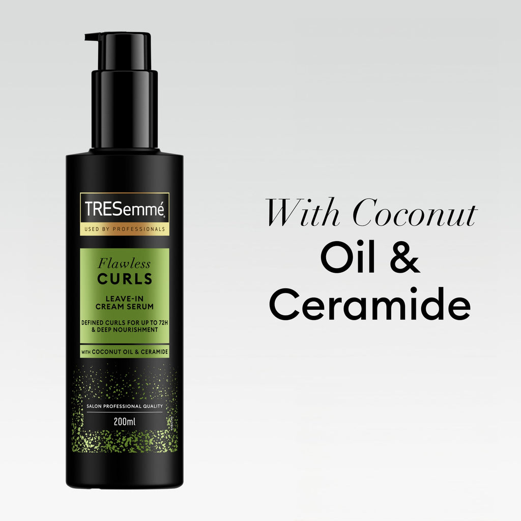 TRESemmé Flawless Curls Leave-In Cream Hair Serum hair treatment with Coconut Oil & Ceramide for deep nourishment & up to 72-hour curl definition 200 ml