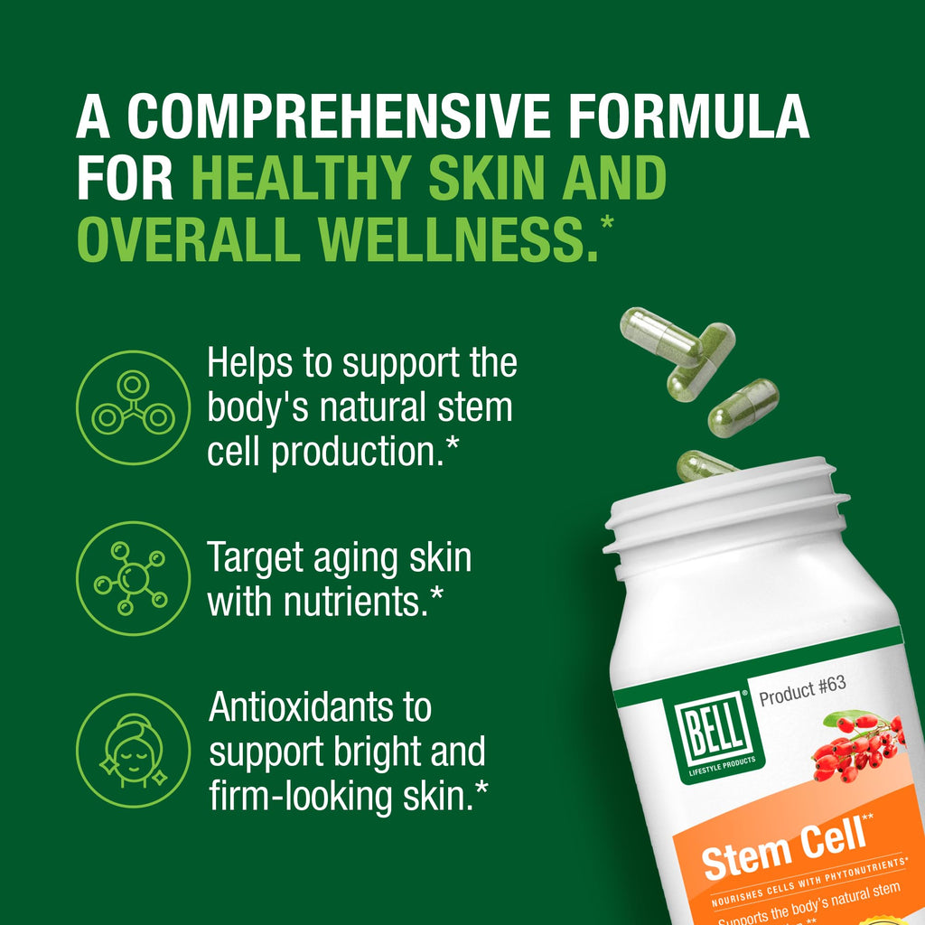 Bell Stem Cell Supplements - Supports Your Body's Natural Ability to Replace Worn Out Cells and Rejuvenate Tissue | Celulas Madres, Pack of 2 | 60 Capsules Each