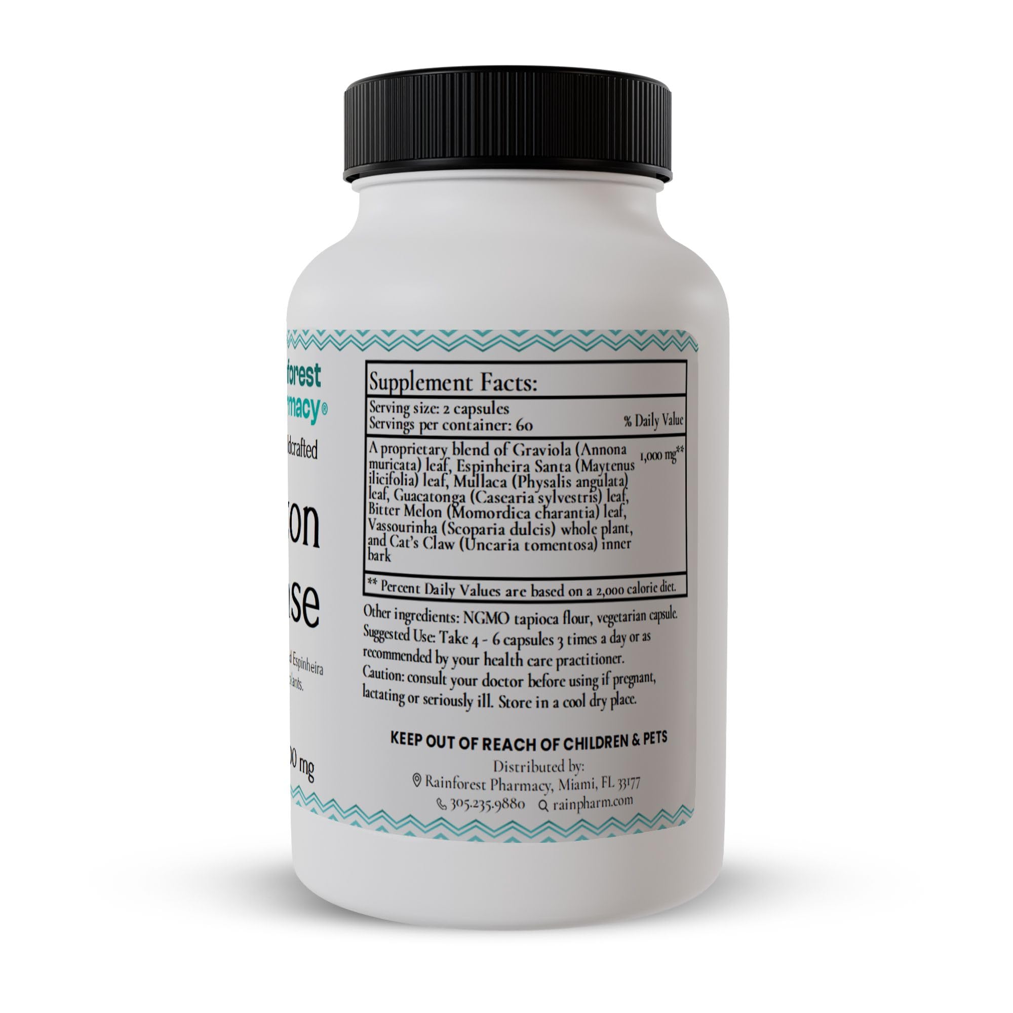 Rainforest Pharmacy N-Tense Soursop Graviola Capsules 500mg, 120 Count