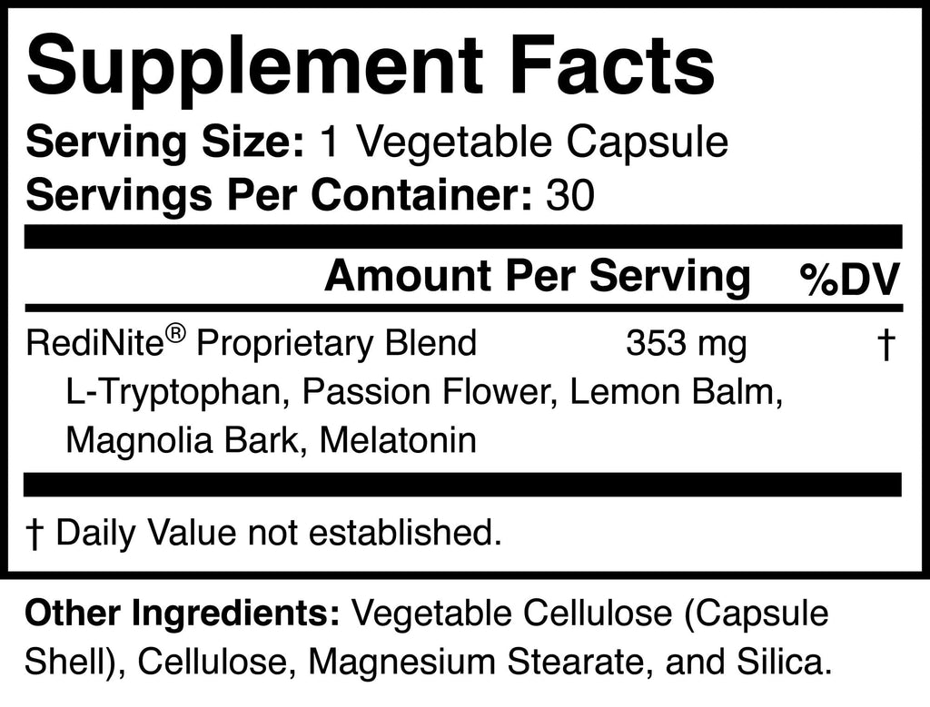 RediNite Natural Sleep Aid Supplement for Calm, Restful Nights, Vegan