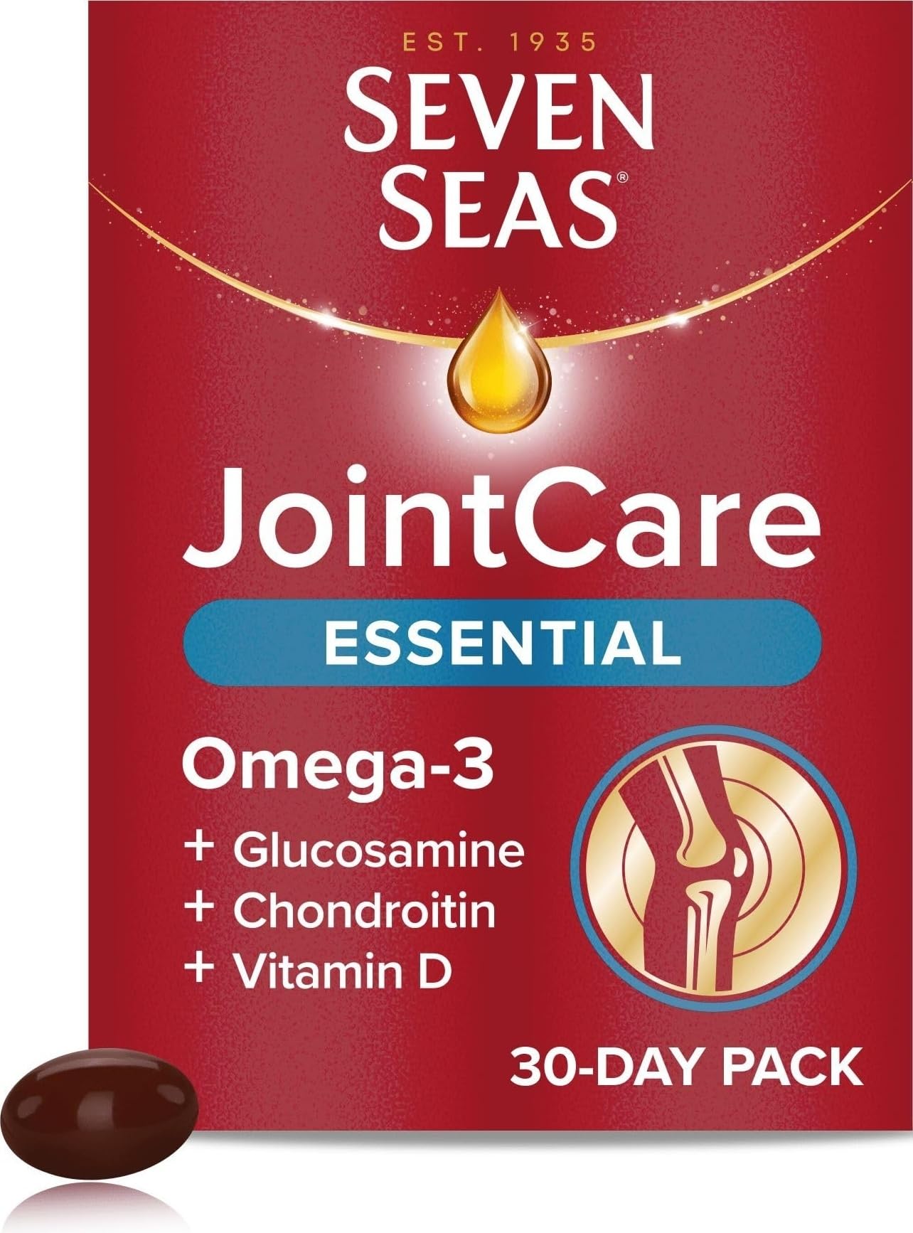 Seven Seas JointCare Essential, With Omega-3, Glucosamine, Chondroitin, Vitamins C and D, Manganese and Zinc, Food Supplements, 30-Day Pack