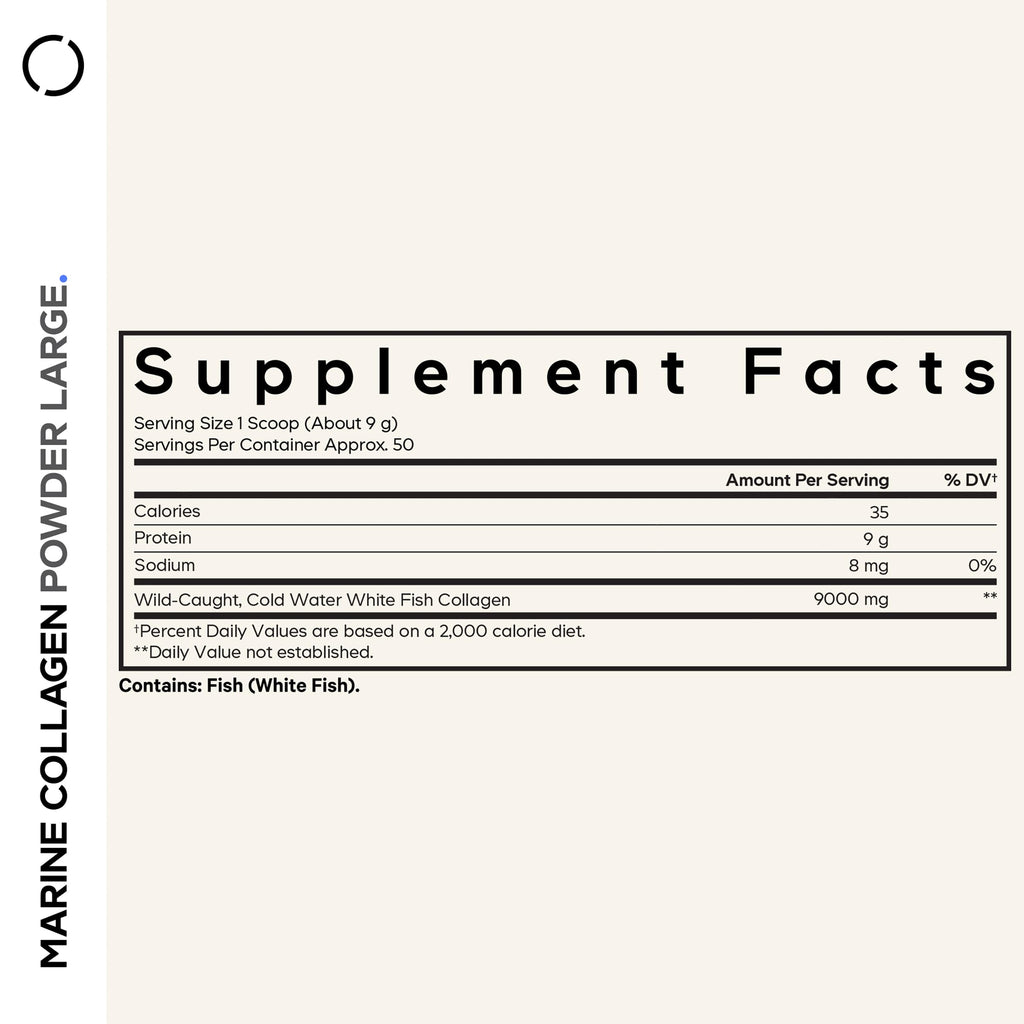 Codeage Marine Collagen Powder - Wild-Caught Hydrolyzed Fish Collagen Peptides - Type 1 & 3 Collagen Protein Supplement - Amino Acids for Skin, Hair, Nails - Paleo Friendly, Non-GMO, 15.87 Ounces