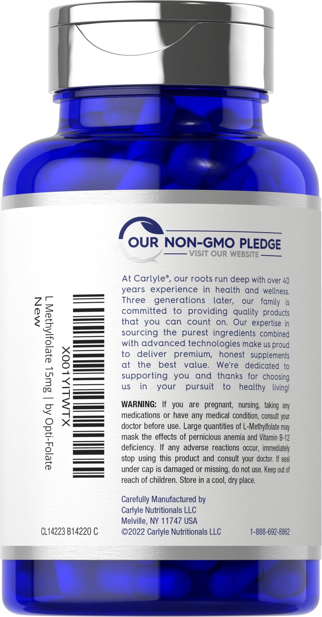 Carlyle L Methylfolate 15mg | 120 Capsules | Value Size | Max Potency