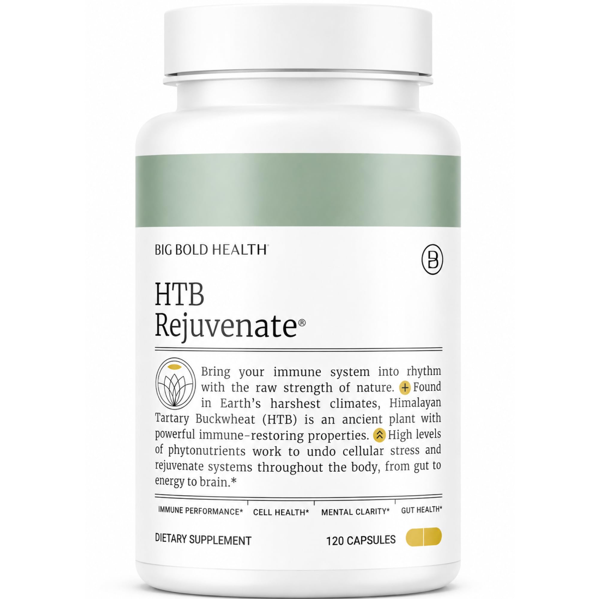 BIG BOLD HEALTH HTB Immune Rejuvenate - Himalayan Tartary Buckwheat - Polyphenols Supplement for Immune Support - Gluten Free, Dairy Free, Non-GMO Formula - 120 Vegetarian Capsules (2 Month Supply)