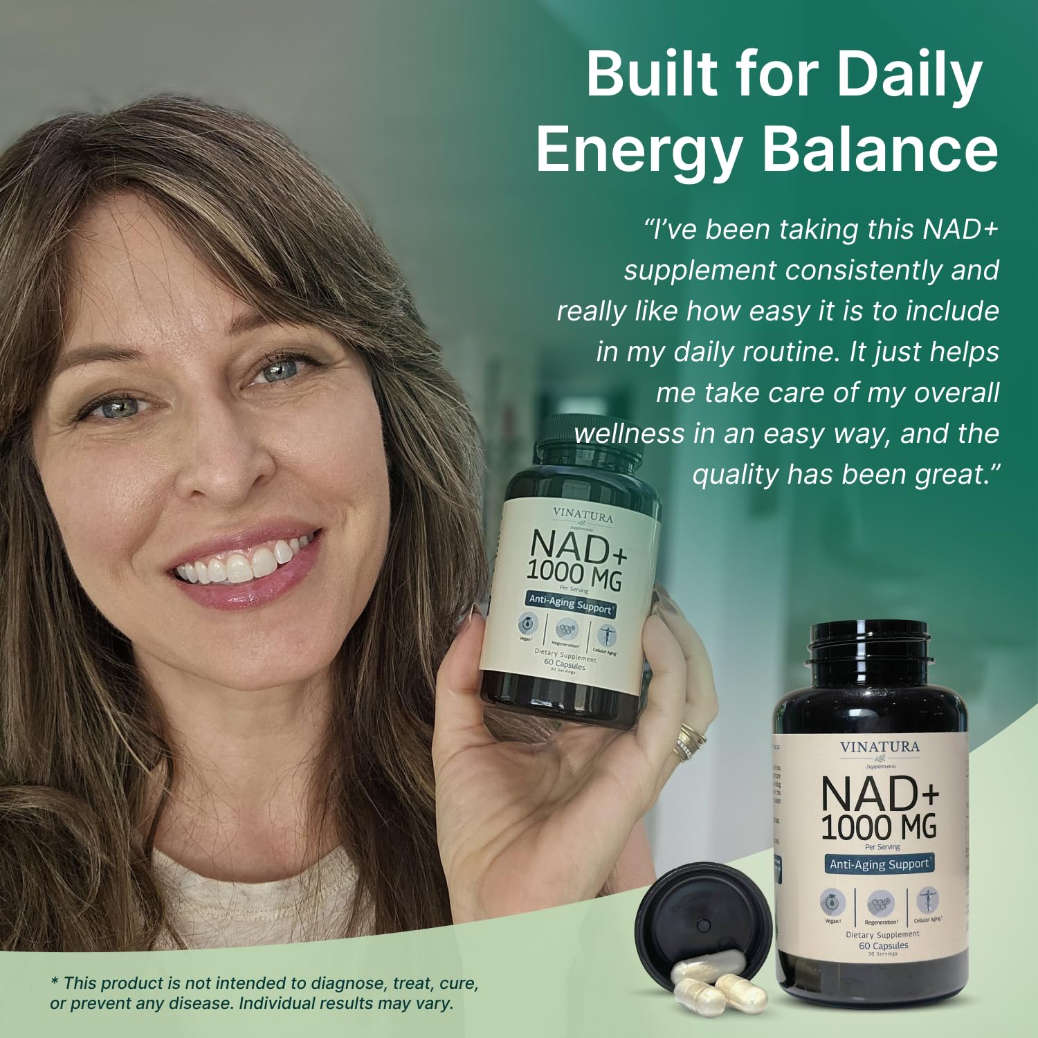VINATURA NAD Supplement 1000mg - Pure NAD Supplement for Anti-Aging