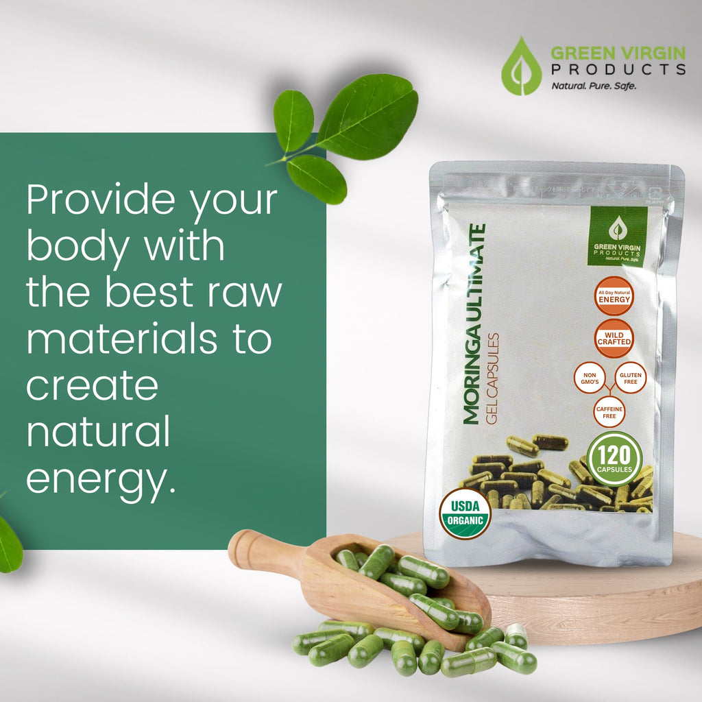 Green Virgin Products Moringa | 90 Vegan Capsules | Certified Organic | Pure Moringa Leaf Powder
