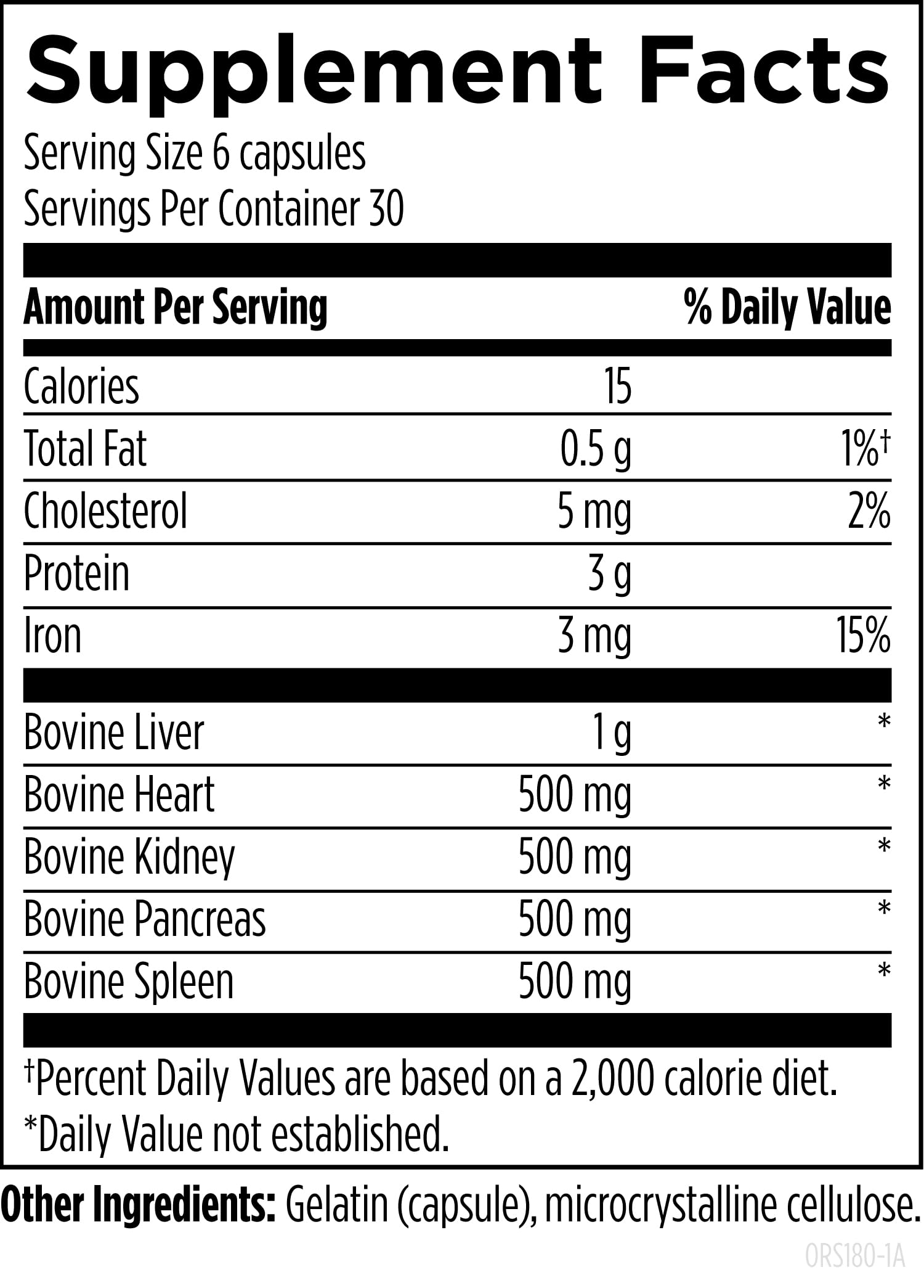 Designs for Health Organ Synergy - Bovine Organ Supplements - 100% GrassFed Beef Organs with Liver, Heart, Pancreas, Kidney + Spleen (180 Capsules / 30 Servings)